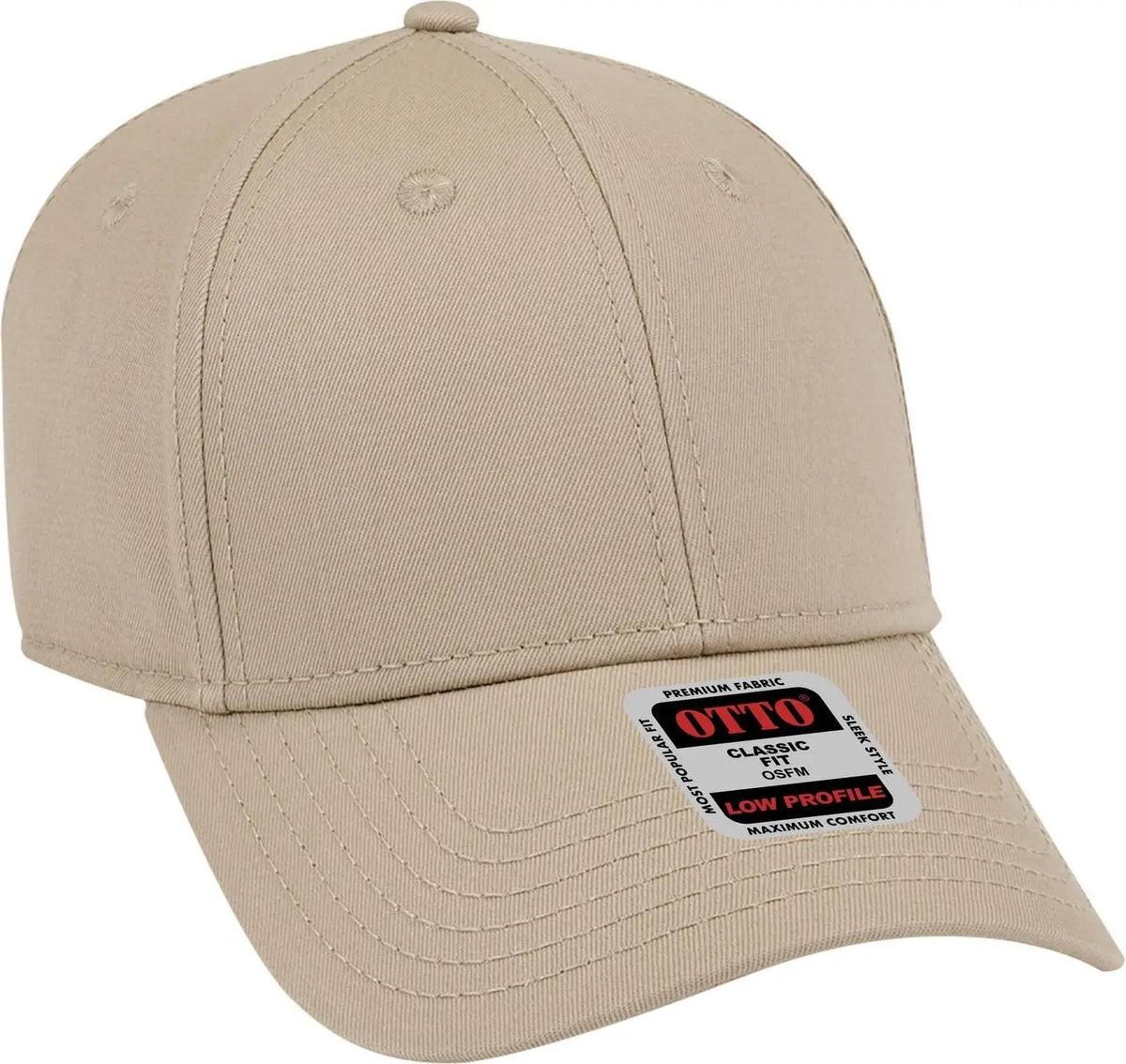 Otto 19-1203 6 Panel Low Profile Baseball Cap - Khaki - 1/2’’ - 7 5/8’’