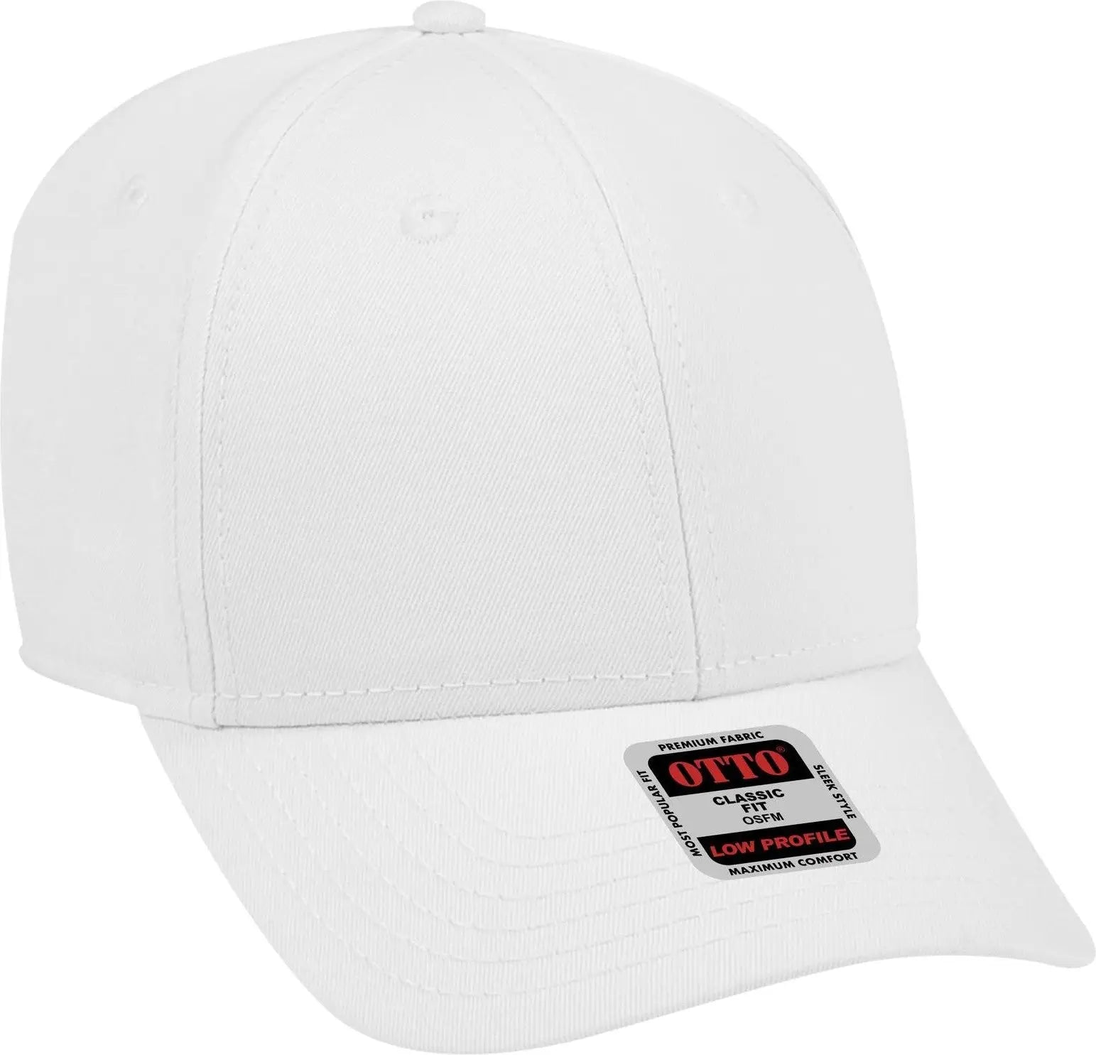 Otto 19-1203 6 Panel Low Profile Baseball Cap - White - 1/2’’ - 7 5/8’’