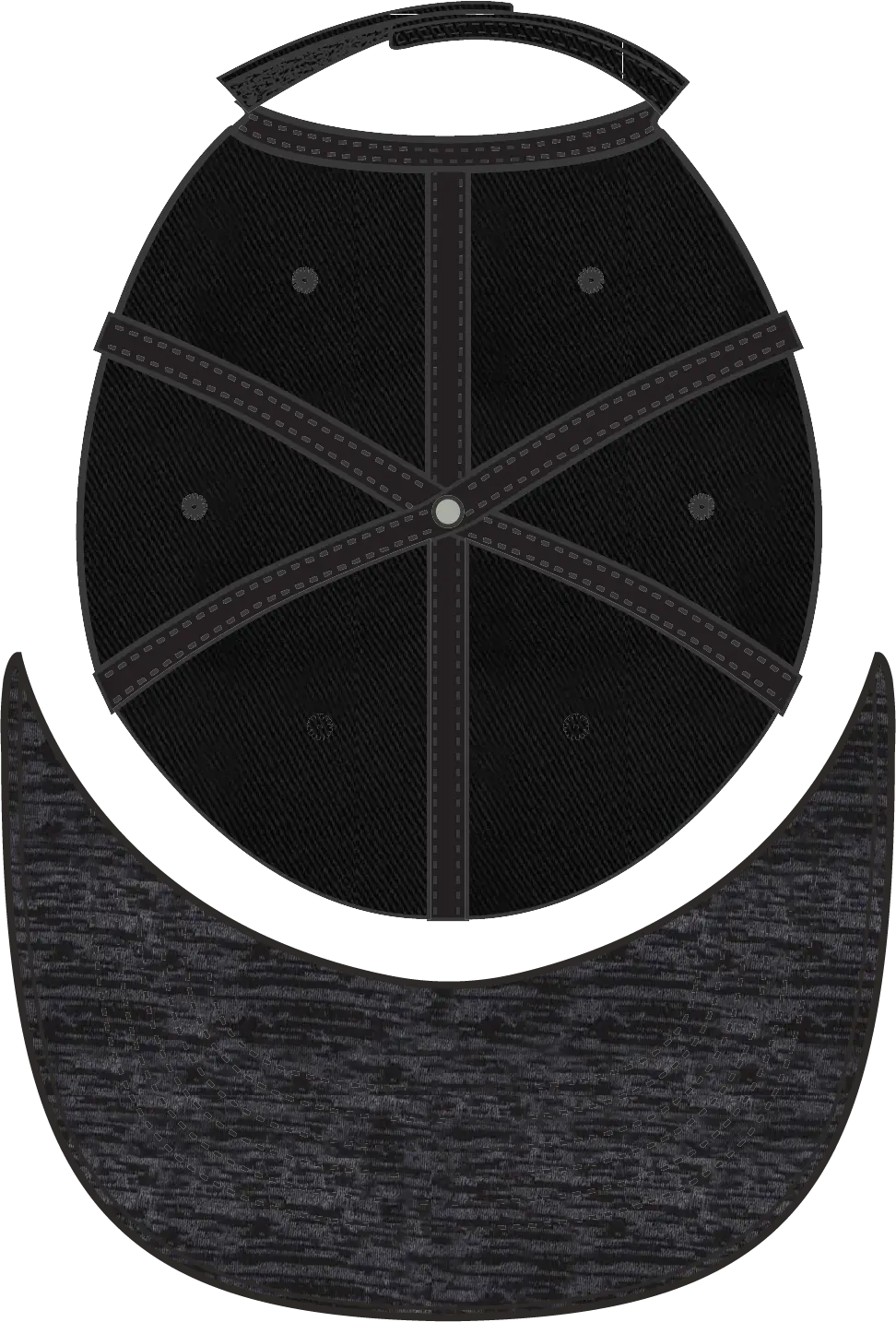 Otto 19-1232a 6 Panel Low Profile Baseball Cap - Hth.blk/blk - 1/2’’ - 7 5/8’’