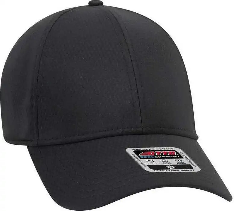 Otto 19-1253 6 Panel Low Profile Upf 50 + Cool Comfort Performance Stretchable Diamond Knit Cap - Black - one Size Fits