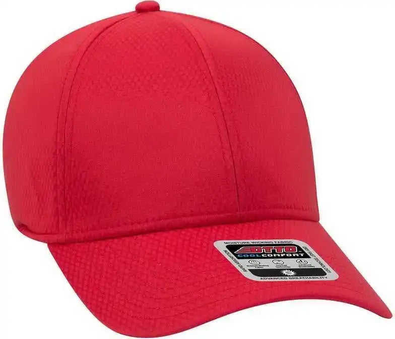 Otto 19-1253 6 Panel Low Profile Upf 50 + Cool Comfort Performance Stretchable Diamond Knit Cap - Red - one Size Fits