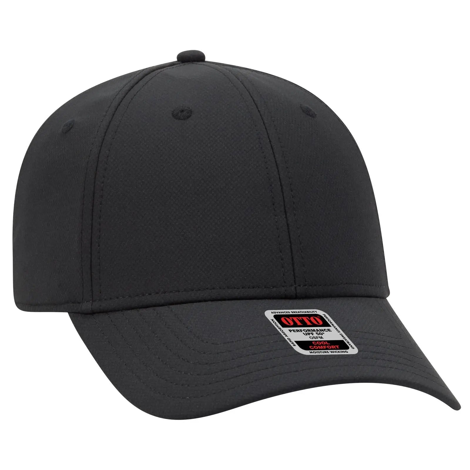 Otto 19-1256 Upf 50+ 6 Panel Low Profile Baseball Cap - Black - 7 3/8’’ - 5/8’’