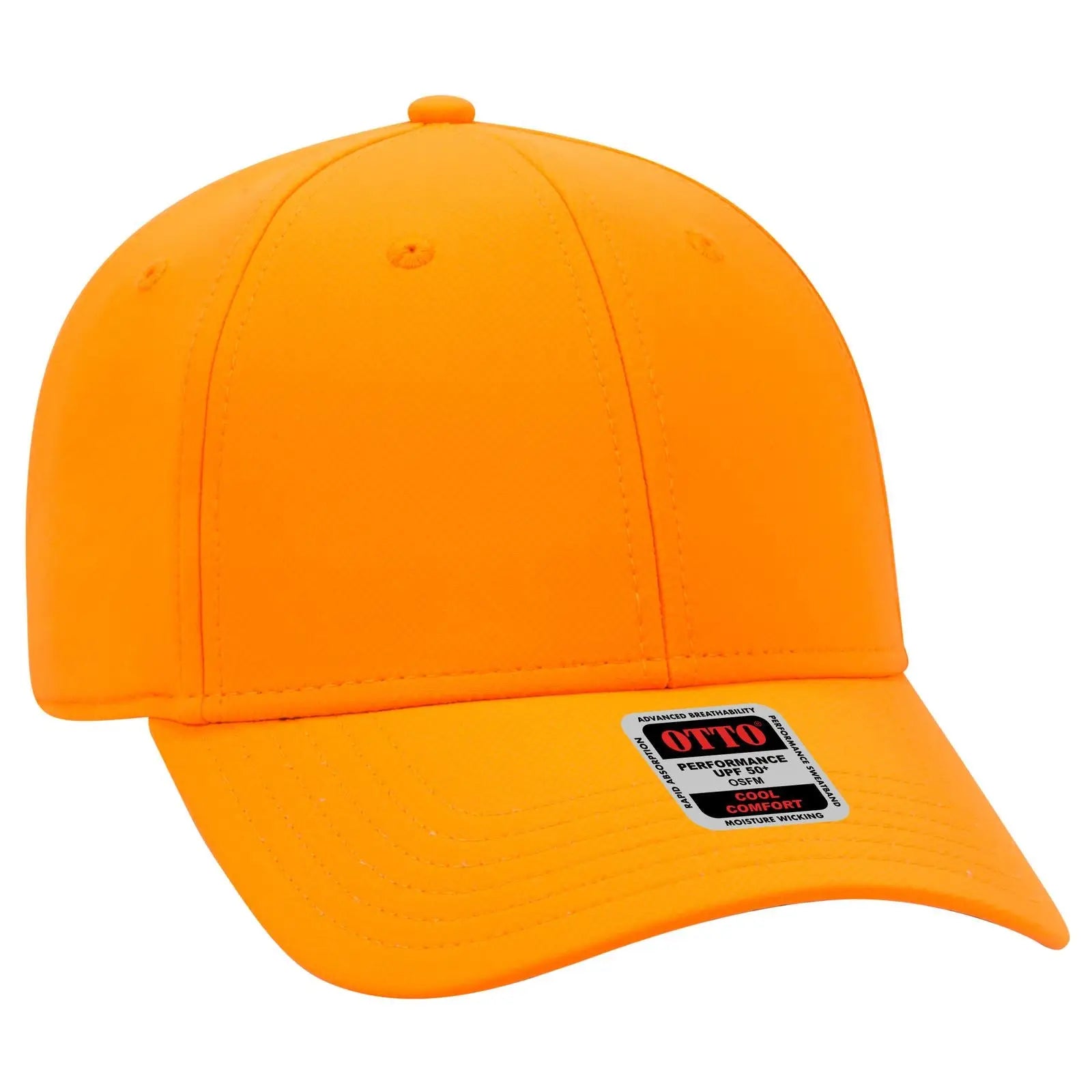 Otto 19-1256 Upf 50+ 6 Panel Low Profile Baseball Cap - N. Orange - 7 3/8’’ - 5/8’’