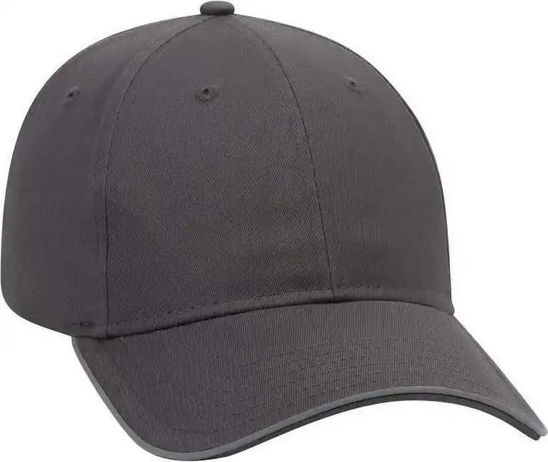 Otto 19-1261 6 Panel Low Profil Reflective Piping Design Cotton Twill Cap - Charcoal - Dark Gray / one Size Fits Most
