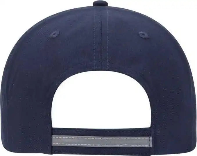 Otto 19 1261 6 Panel Low Profil Reflective Piping Design Cotton Twill Cap Navy / one Size Fits Most