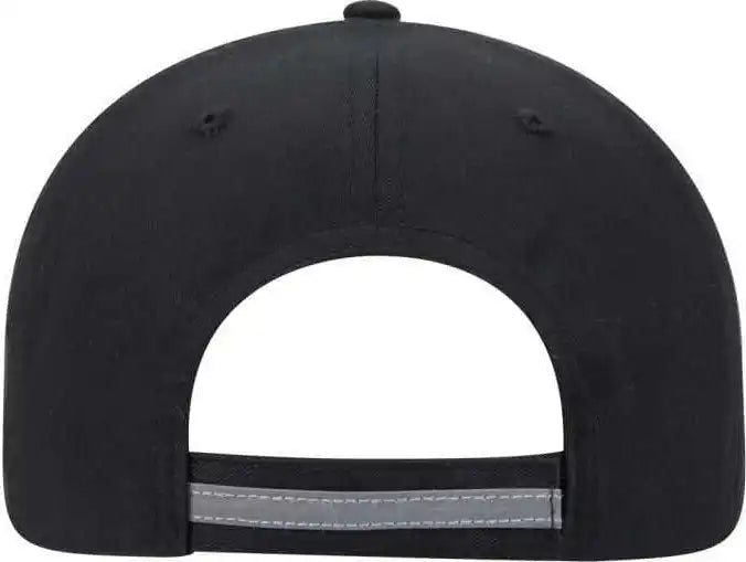 Otto 19-1261 6 Panel Low Profil Reflective Piping Design Cotton Twill Cap - Black - one Size Fits Most