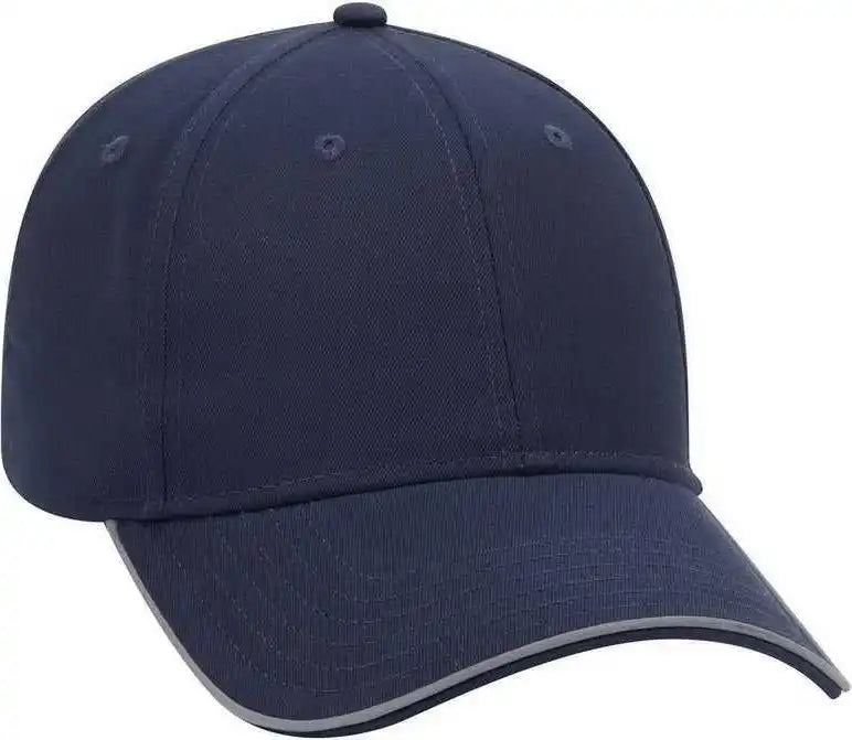 Otto 19 1261 6 Panel Low Profil Reflective Piping Design Cotton Twill Cap Navy / one Size Fits Most