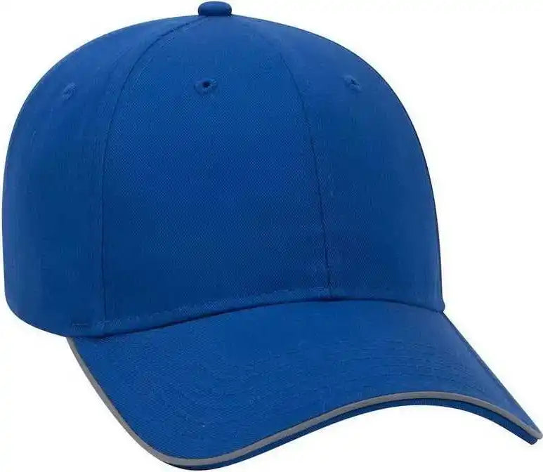 Otto 19-1261 6 Panel Low Profil Reflective Piping Design Cotton Twill Cap - Royal - one Size Fits Most