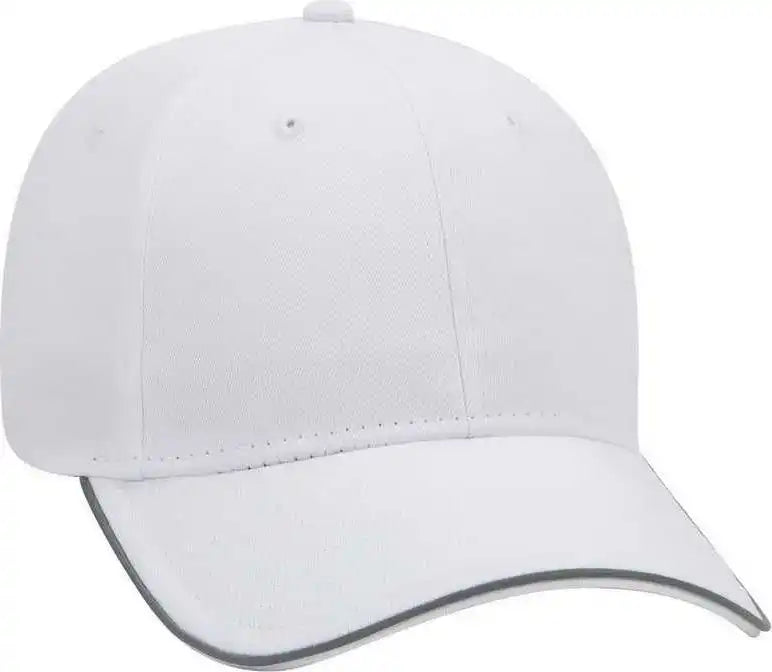 Otto 19-1261 6 Panel Low Profil Reflective Piping Design Cotton Twill Cap - White - one Size Fits Most