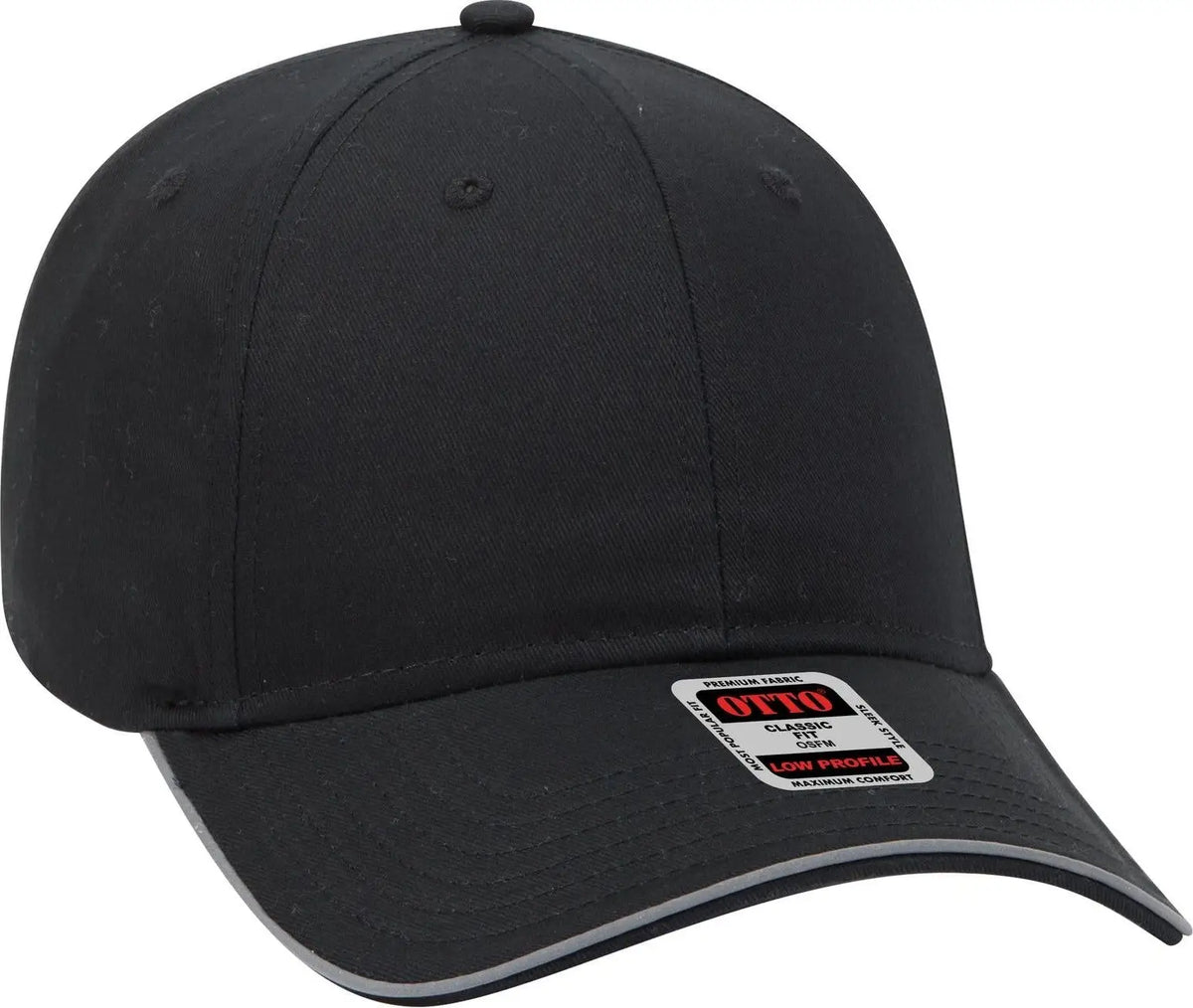 Otto 19-1261 Reflective 6 Panel Low Profile Baseball Cap - Black - 1/2’’ - 7 5/8’’