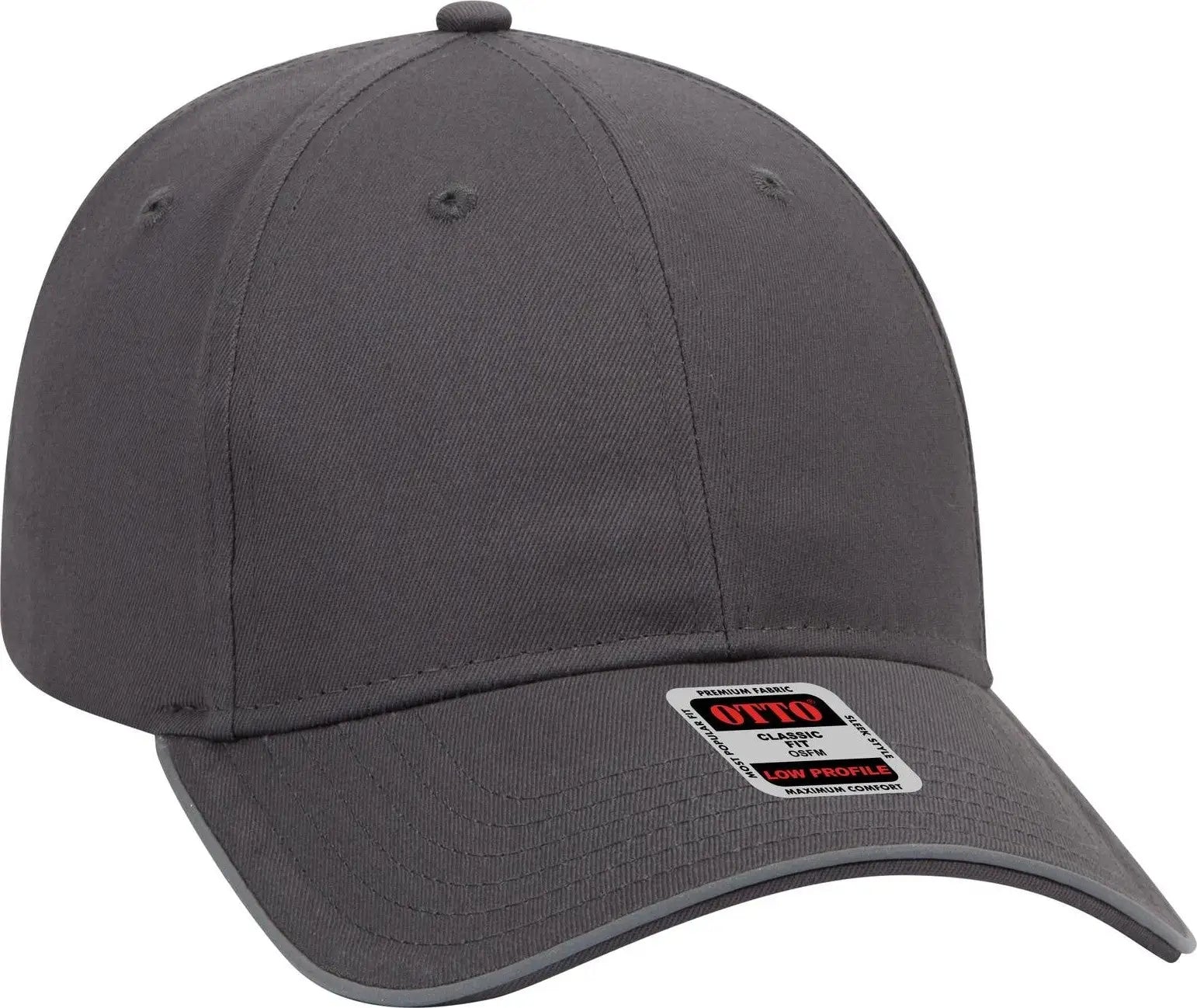 Otto 19-1261 Reflective 6 Panel Low Profile Baseball Cap - Char. Gray - 1/2’’ - 7 5/8’’