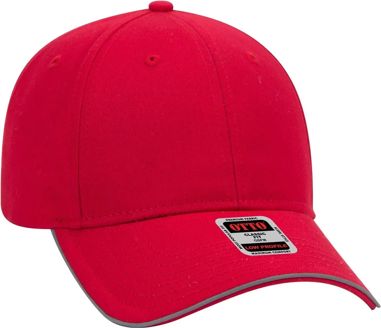 Otto 19-1261 Reflective 6 Panel Low Profile Baseball Cap - Red - 1/2’’ - 7 5/8’’