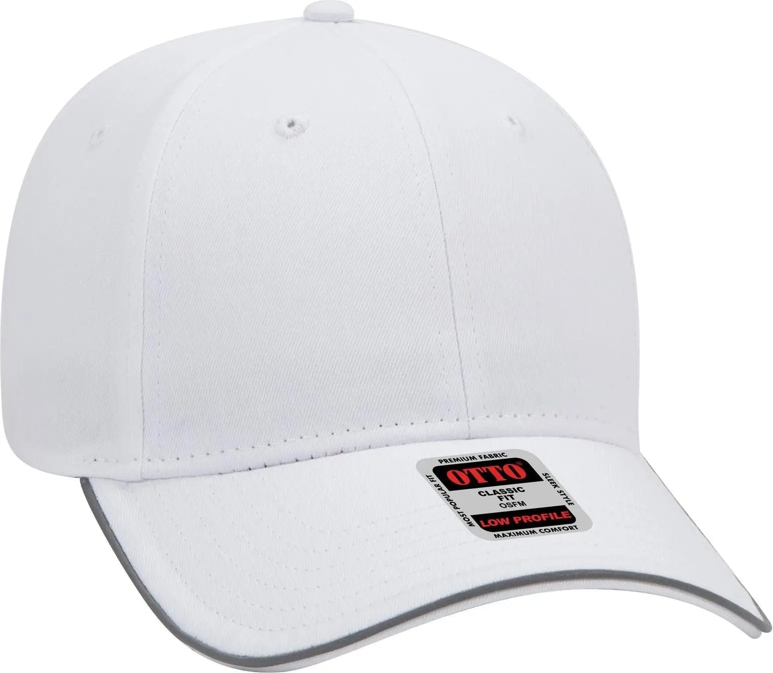 Otto 19-1261 Reflective 6 Panel Low Profile Baseball Cap - White - 1/2’’ - 7 5/8’’