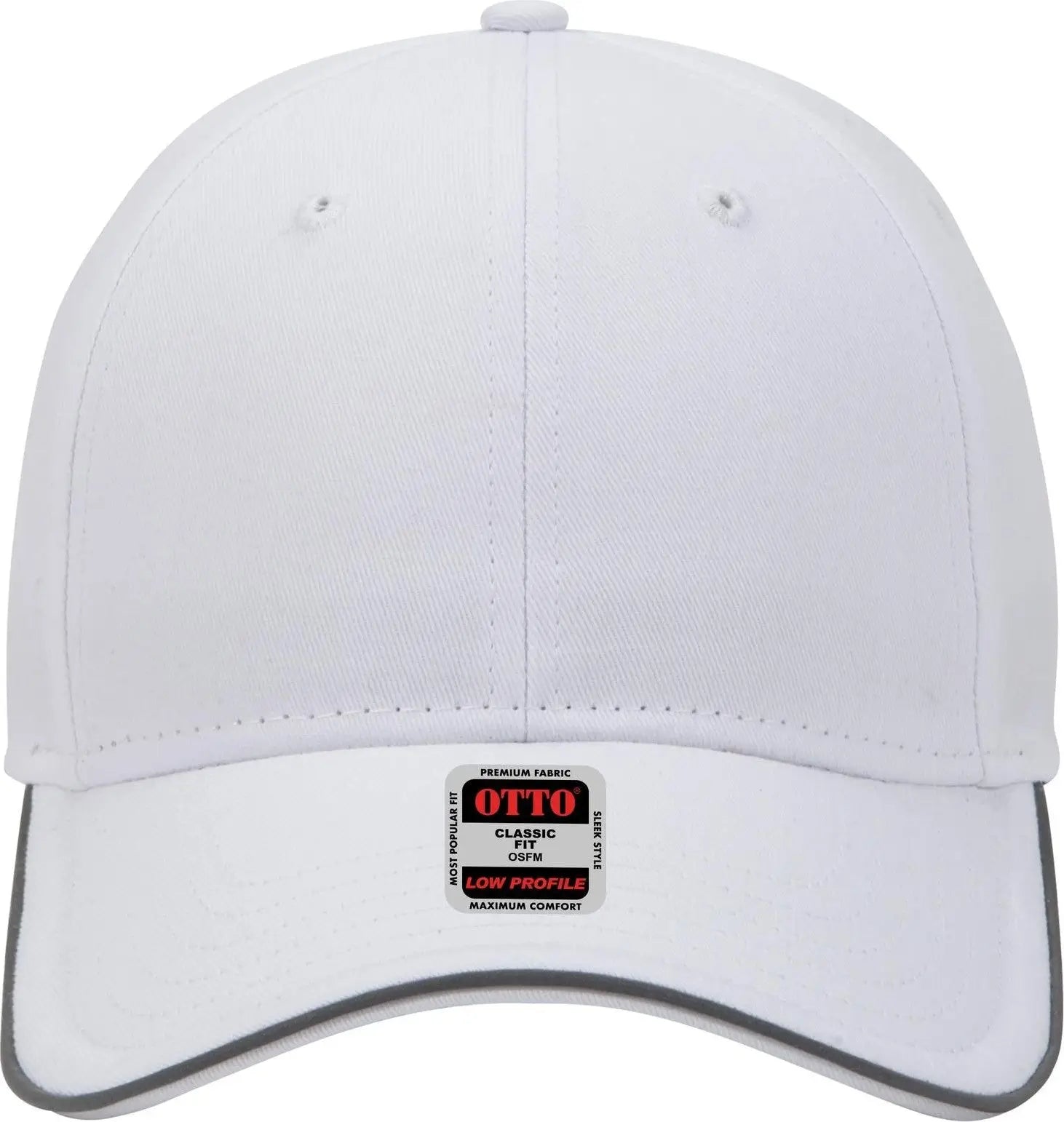 Otto 19-1261 Reflective 6 Panel Low Profile Baseball Cap - White - 1/2’’ - 7 5/8’’