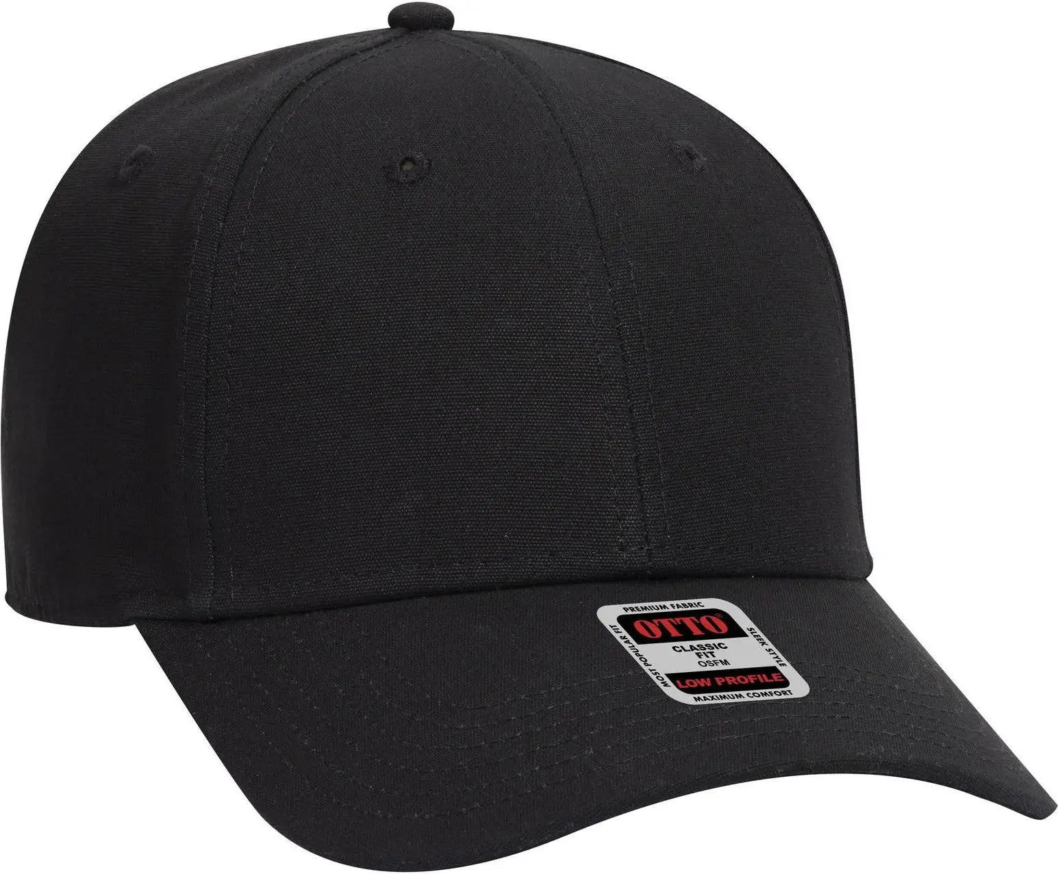 Otto 19-1277 6 Panel Low Profile Baseball Cap - Black - 1/2’’ - 7 5/8’’