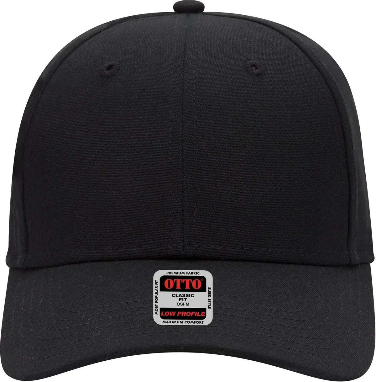 Otto 19-1277 6 Panel Low Profile Baseball Cap - Black - 1/2’’ - 7 5/8’’