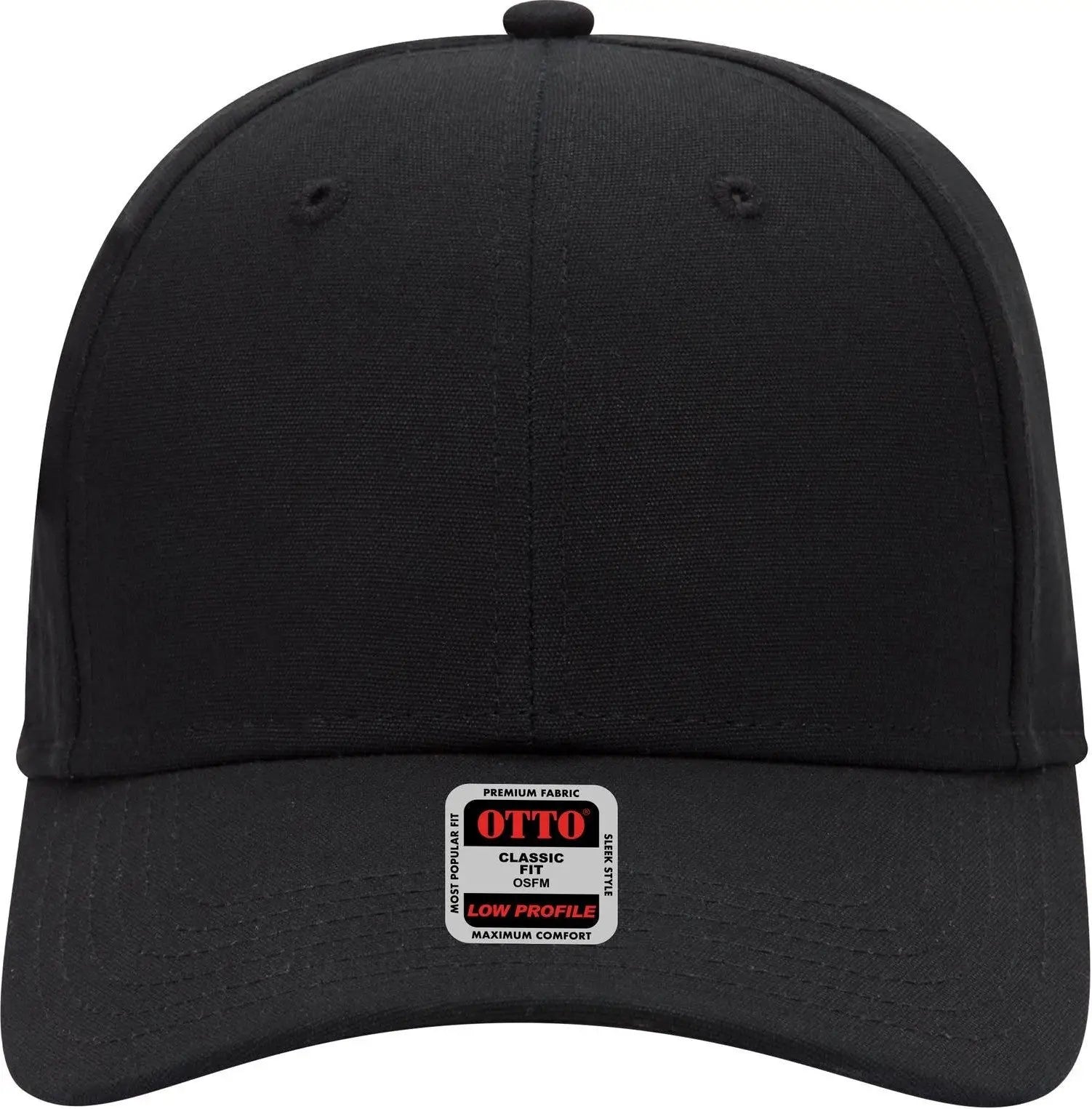 Otto 19-1277 6 Panel Low Profile Baseball Cap - Black - 1/2’’ - 7 5/8’’