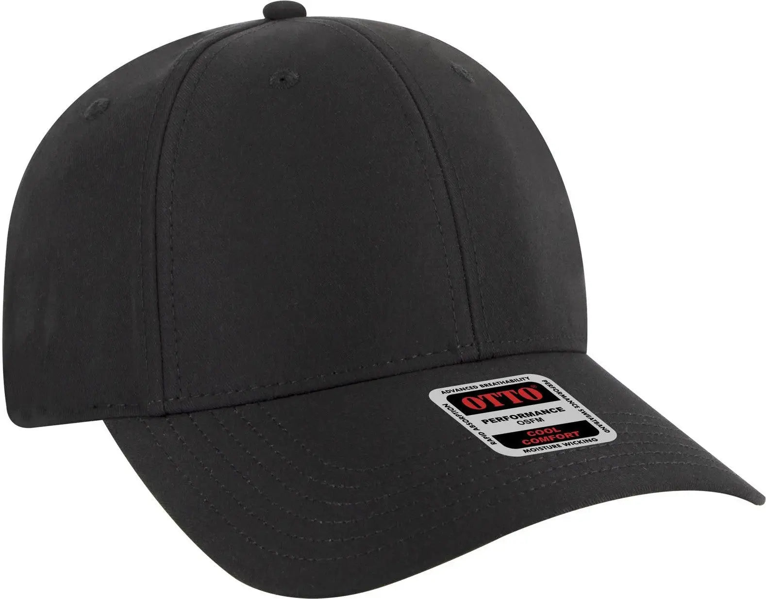 Otto 19-1319 6 Panel Low Profile Baseball Cap - Black - 1/2’’ - 7 5/8’’