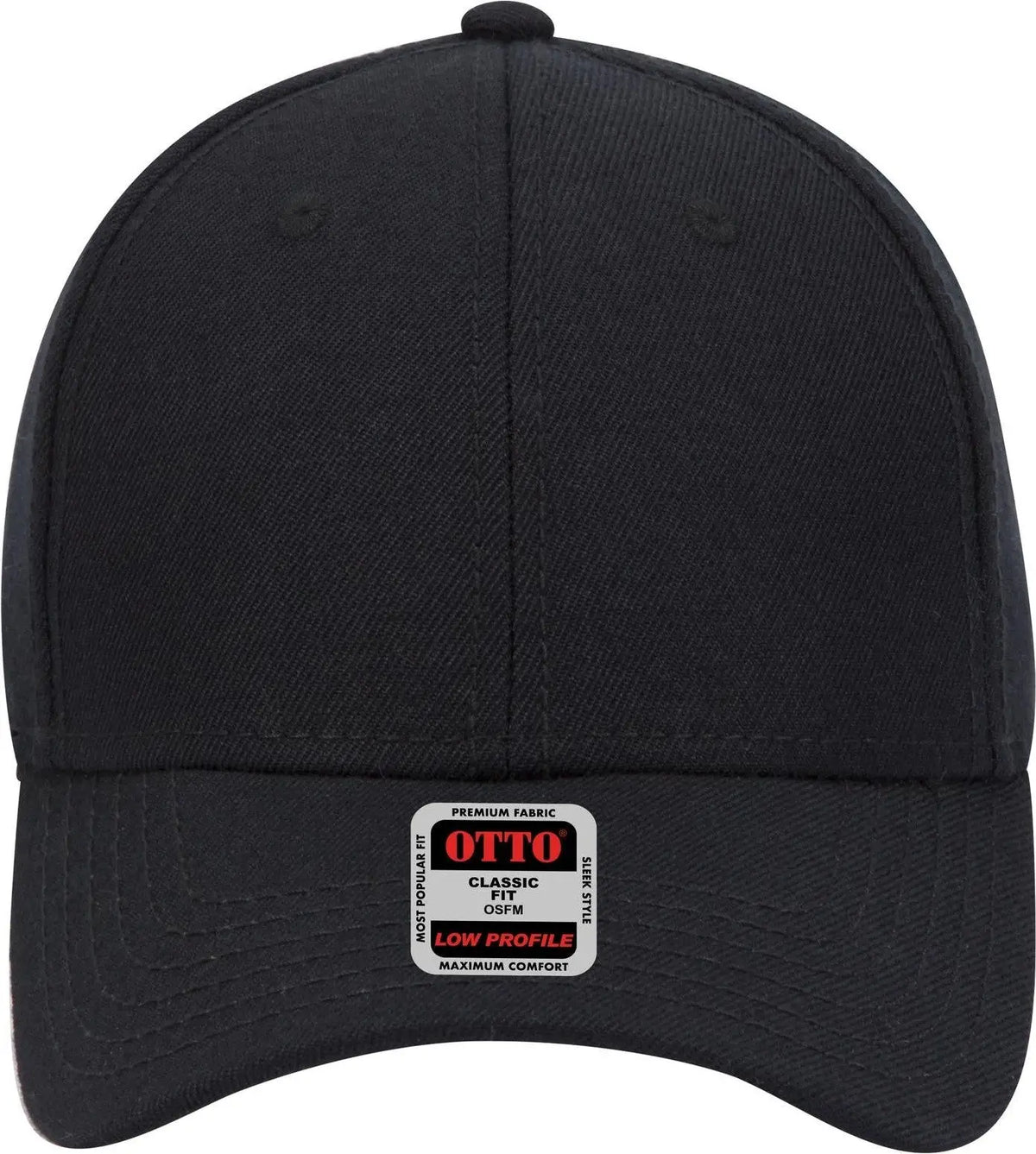 Otto 19-208 6 Panel Low Profile Baseball Cap - Black - 1/2’’ - 7 5/8’’