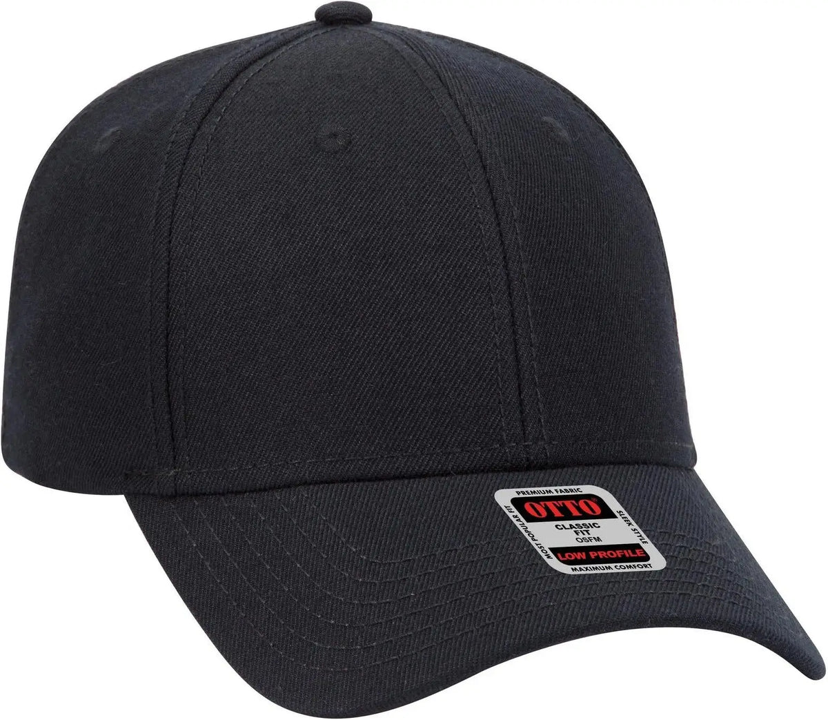 Otto 19-208 6 Panel Low Profile Baseball Cap - Black - 1/2’’ - 7 5/8’’