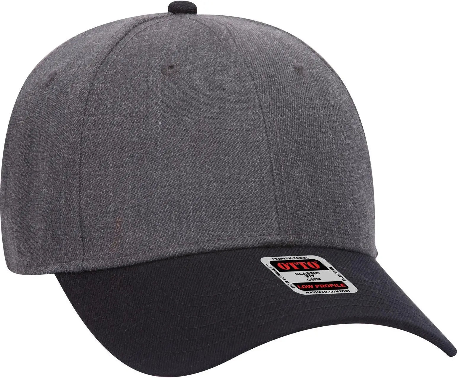 Otto 19-208 6 Panel Low Profile Baseball Cap - Blk/hthr. Blk - 1/2’’ - 7 5/8’’