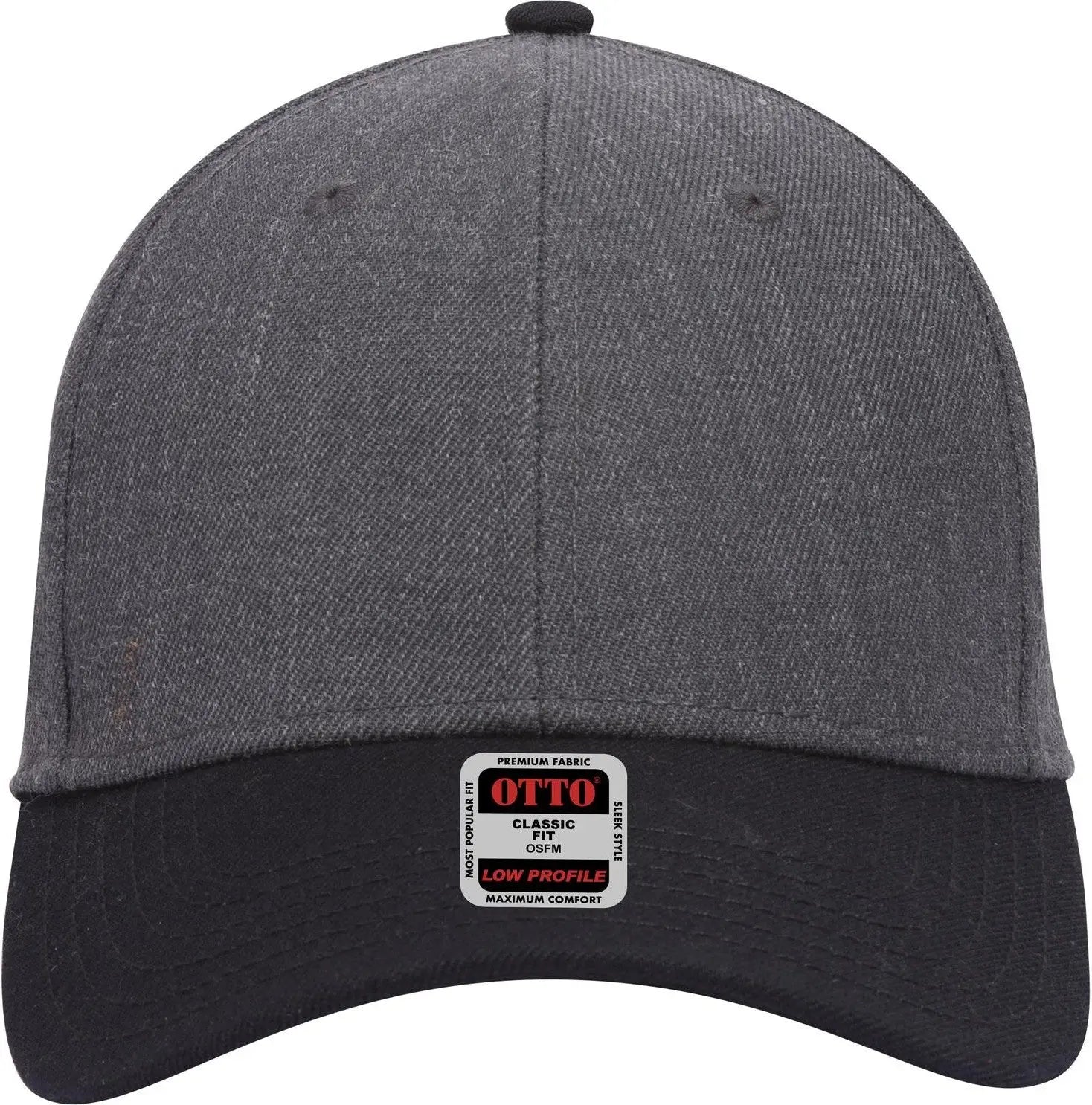 Otto 19-208 6 Panel Low Profile Baseball Cap - Blk/hthr. Blk - 1/2’’ - 7 5/8’’