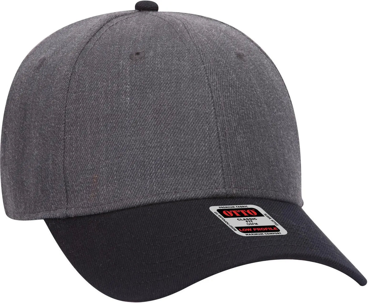 Otto 19-208 6 Panel Low Profile Baseball Cap - Blk/hthr. Blk
