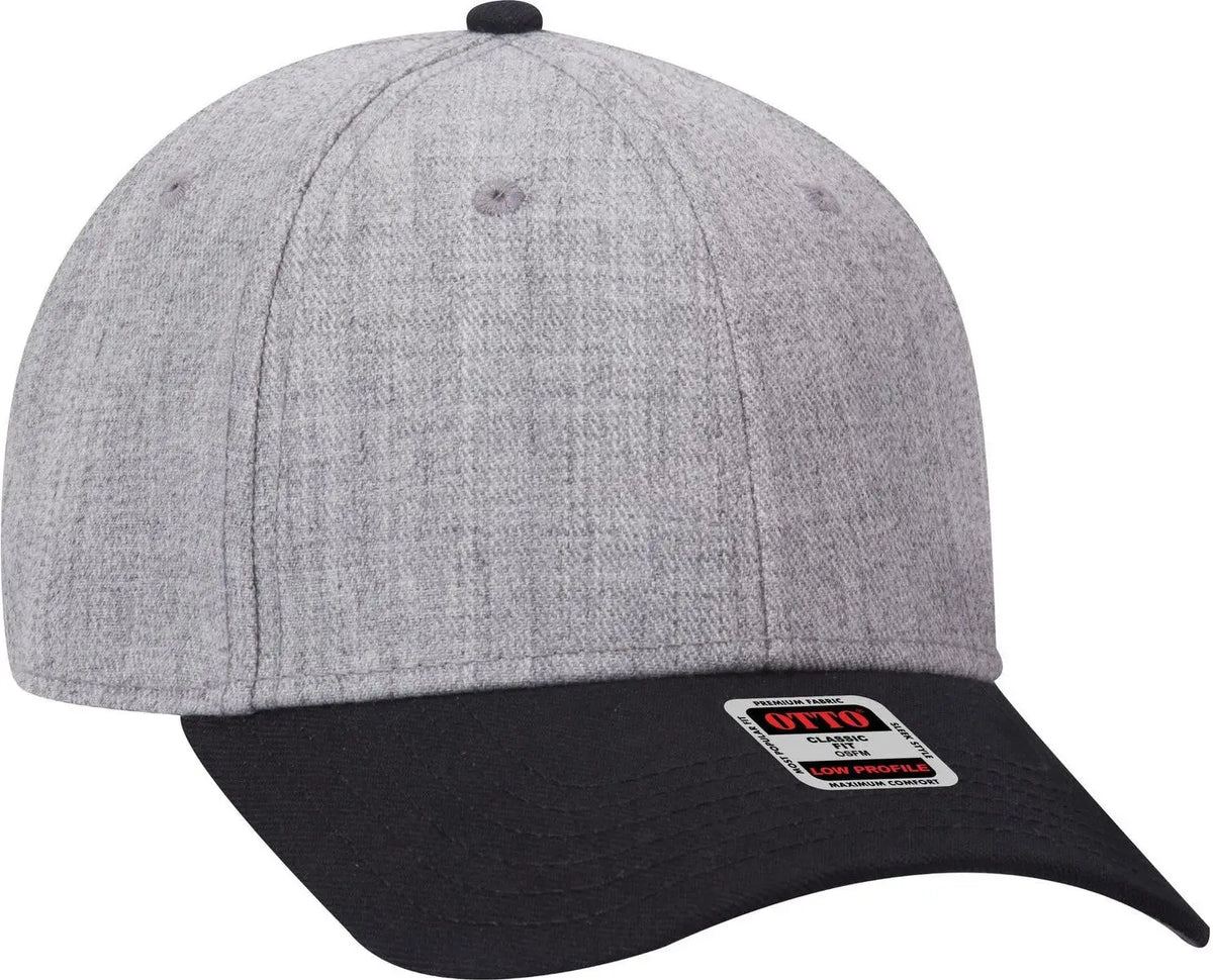 Otto 19-208 6 Panel Low Profile Baseball Cap - Blk/hthr. Gry - 1/2’’ - 7 5/8’’