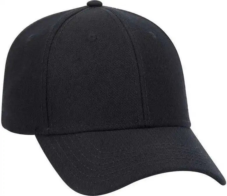 Otto 19-208 Wool Blend Low Profile Pro Style Seamed Front Panel with Full Buckram Cap - Black - one Size Fits Most