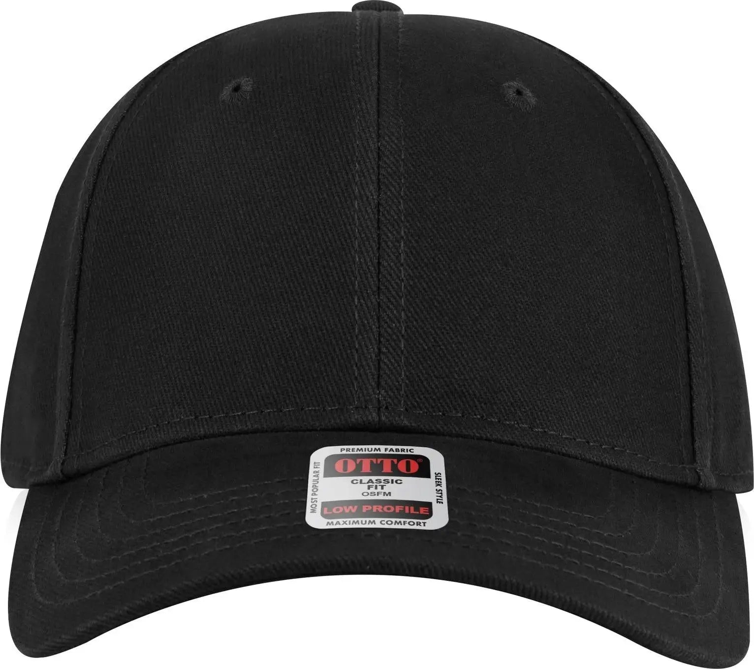 Otto 19-251 6 Panel Low Profile Baseball Cap - Black - 1/2’’ - 7 5/8’’