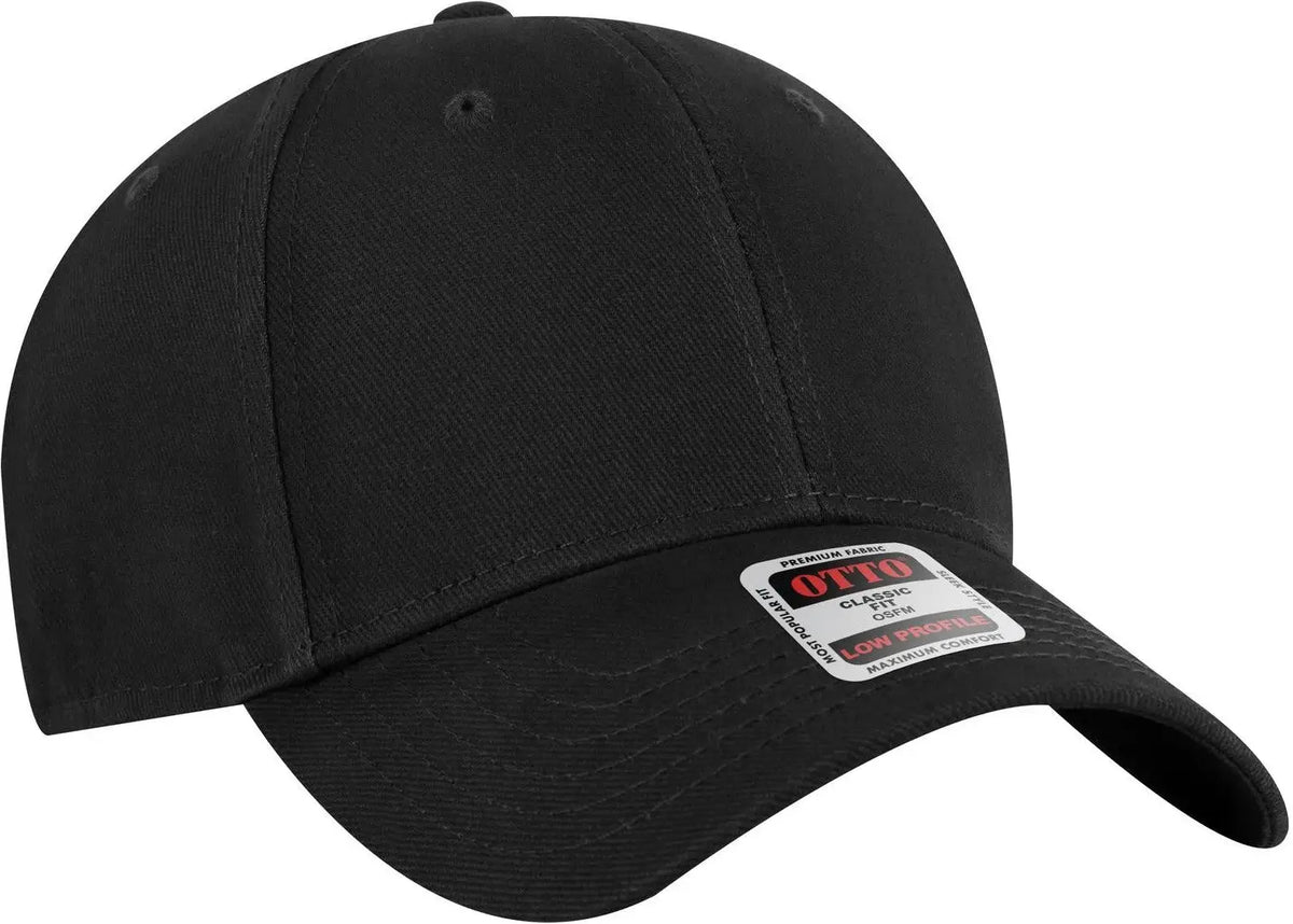 Otto 19-251 6 Panel Low Profile Baseball Cap - Black - 1/2’’ - 7 5/8’’