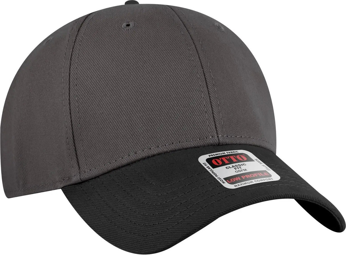 Otto 19-251 6 Panel Low Profile Baseball Cap - Blk/ch.gry - 1/2’’ - 7 5/8’’