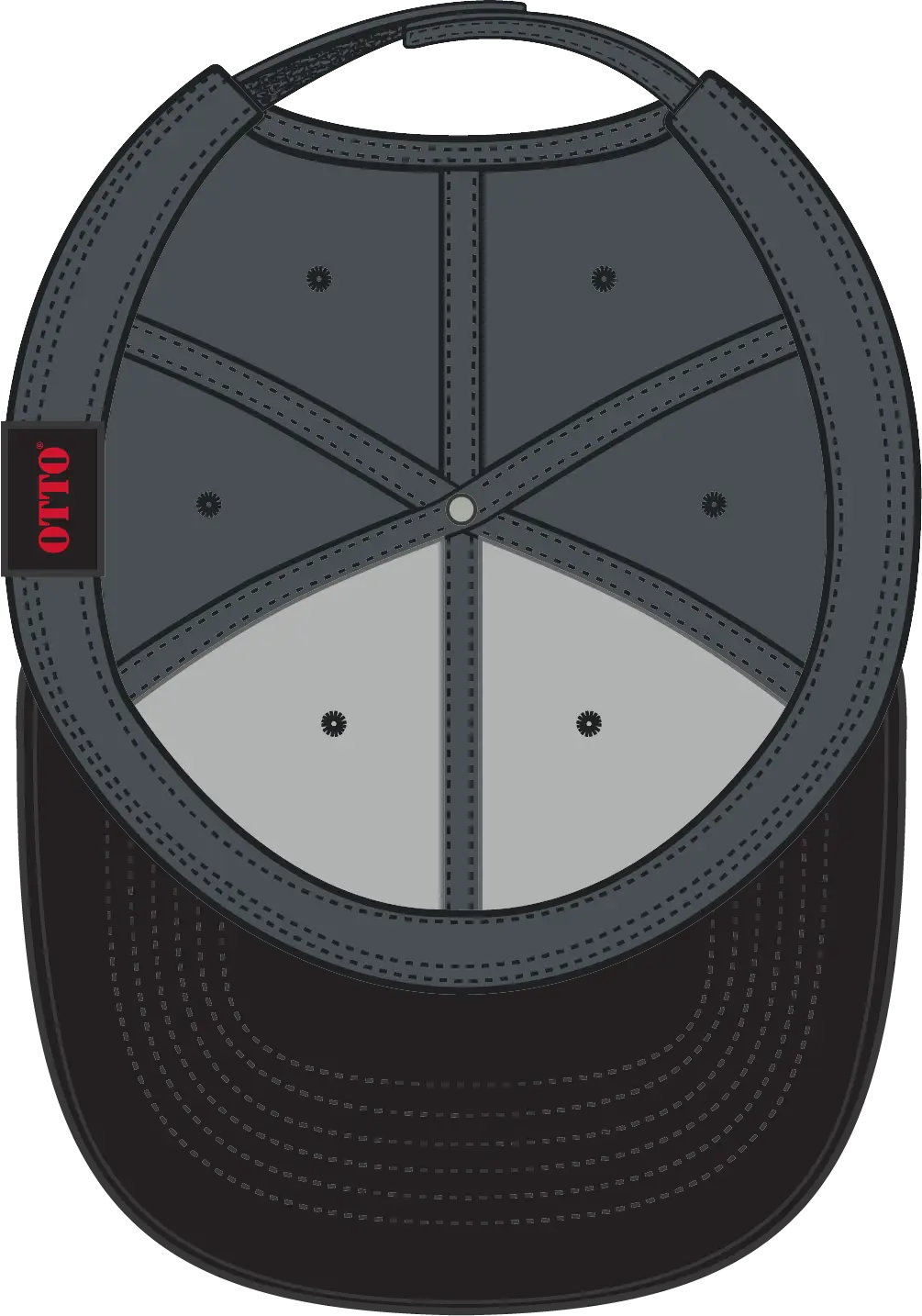 Otto 19-251 6 Panel Low Profile Baseball Cap - Blk/ch.gry - 1/2’’ - 7 5/8’’