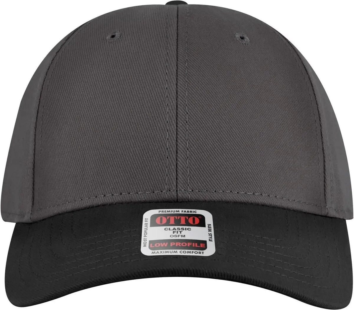 Otto 19-251 6 Panel Low Profile Baseball Cap - Blk/ch.gry - 1/2’’ - 7 5/8’’