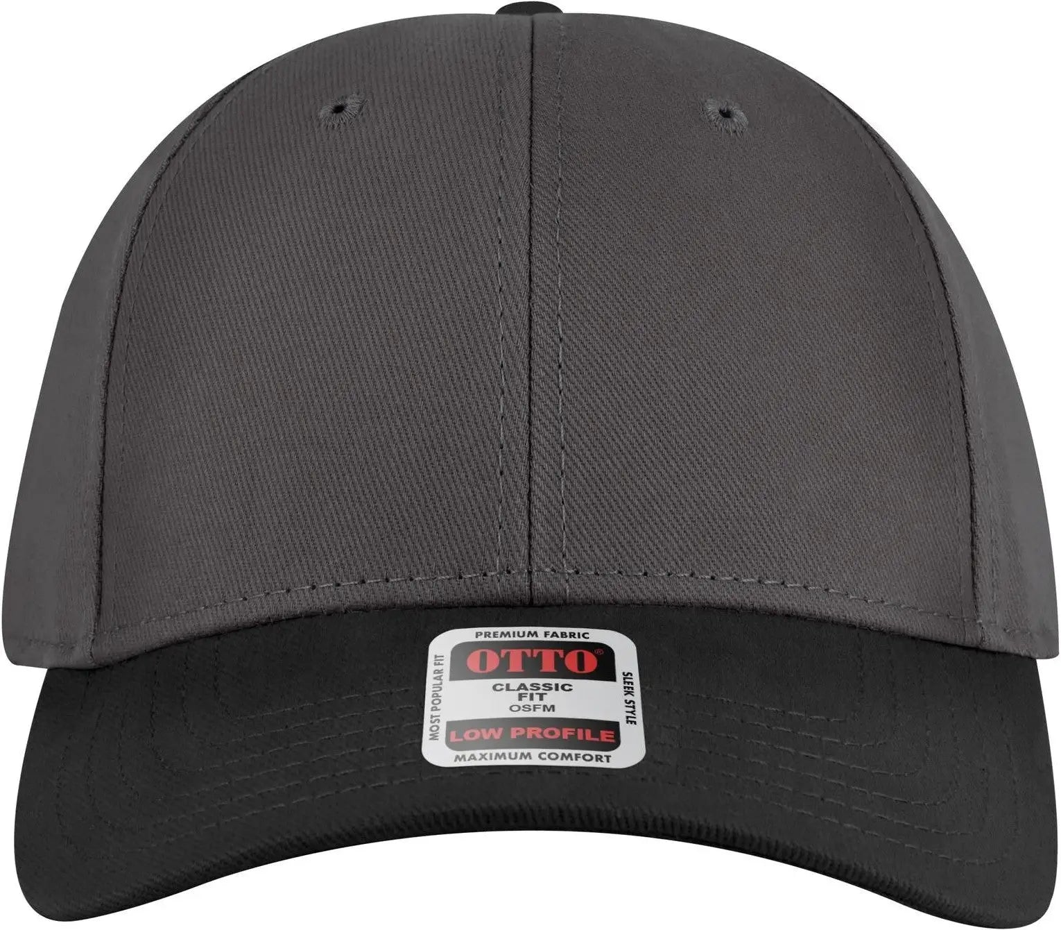Otto 19-251 6 Panel Low Profile Baseball Cap - Blk/ch.gry - 1/2’’ - 7 5/8’’