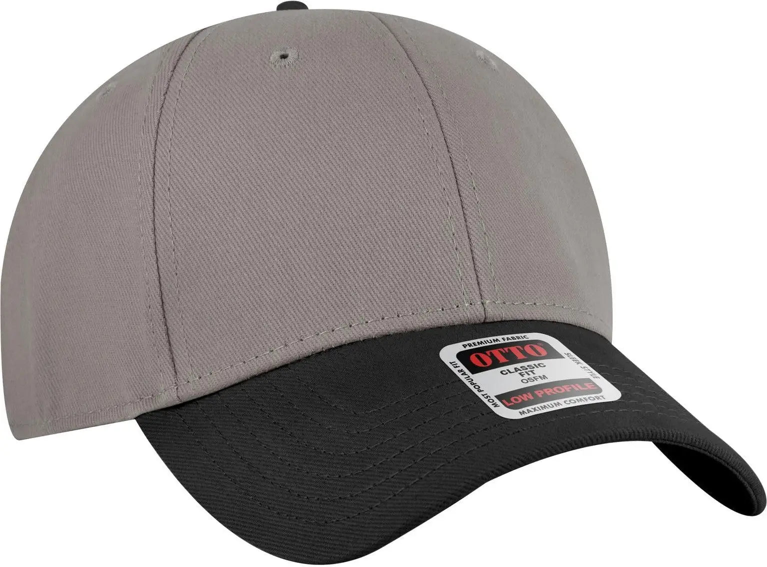 Otto 19-251 6 Panel Low Profile Baseball Cap - Blk/gry - 1/2’’ - 7 5/8’’