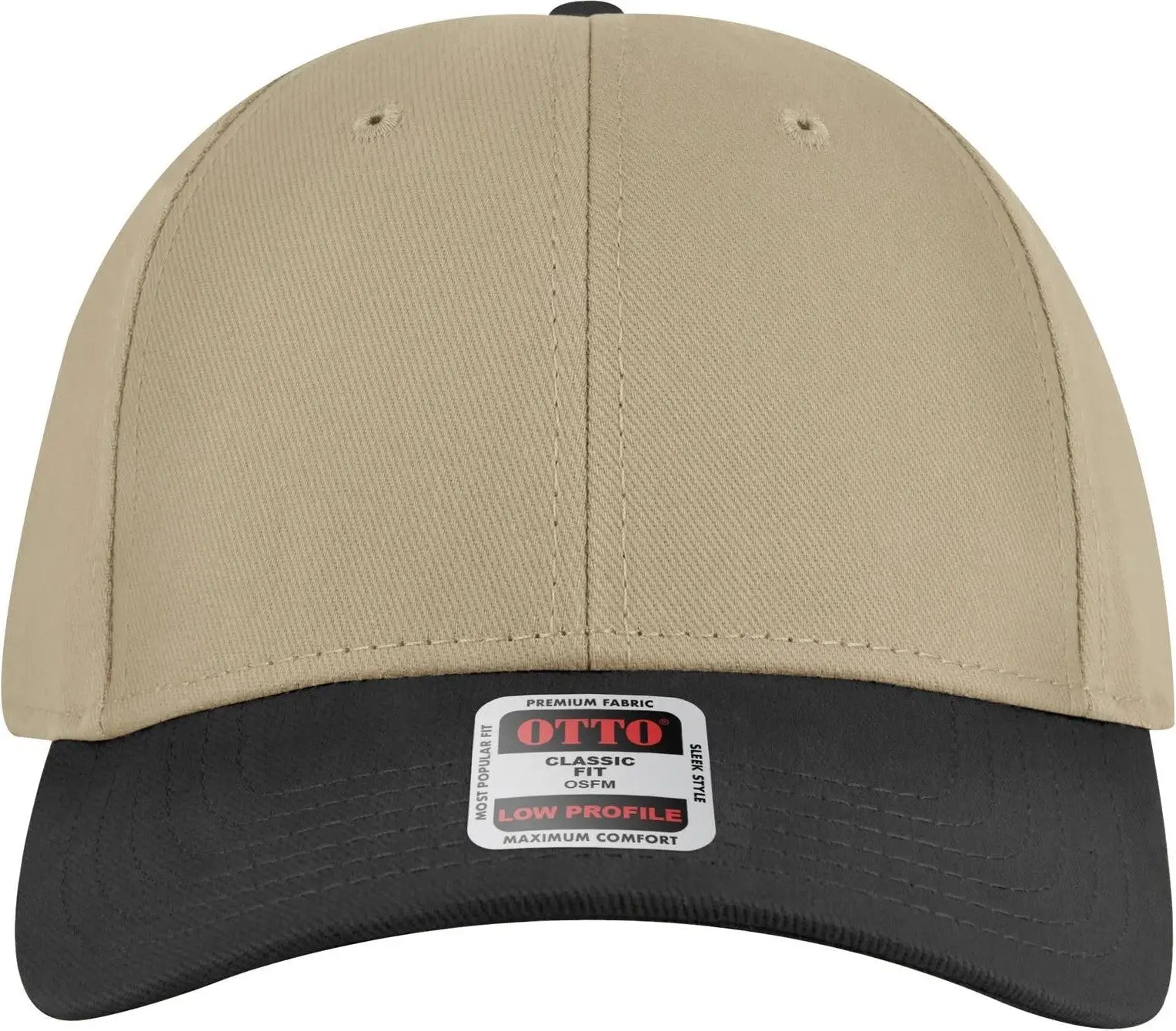 Otto 19-251 6 Panel Low Profile Baseball Cap - Blk/kha - 1/2’’ - 7 5/8’’