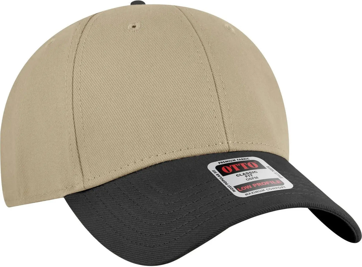 Otto 19-251 6 Panel Low Profile Baseball Cap - Blk/kha - 1/2’’ - 7 5/8’’
