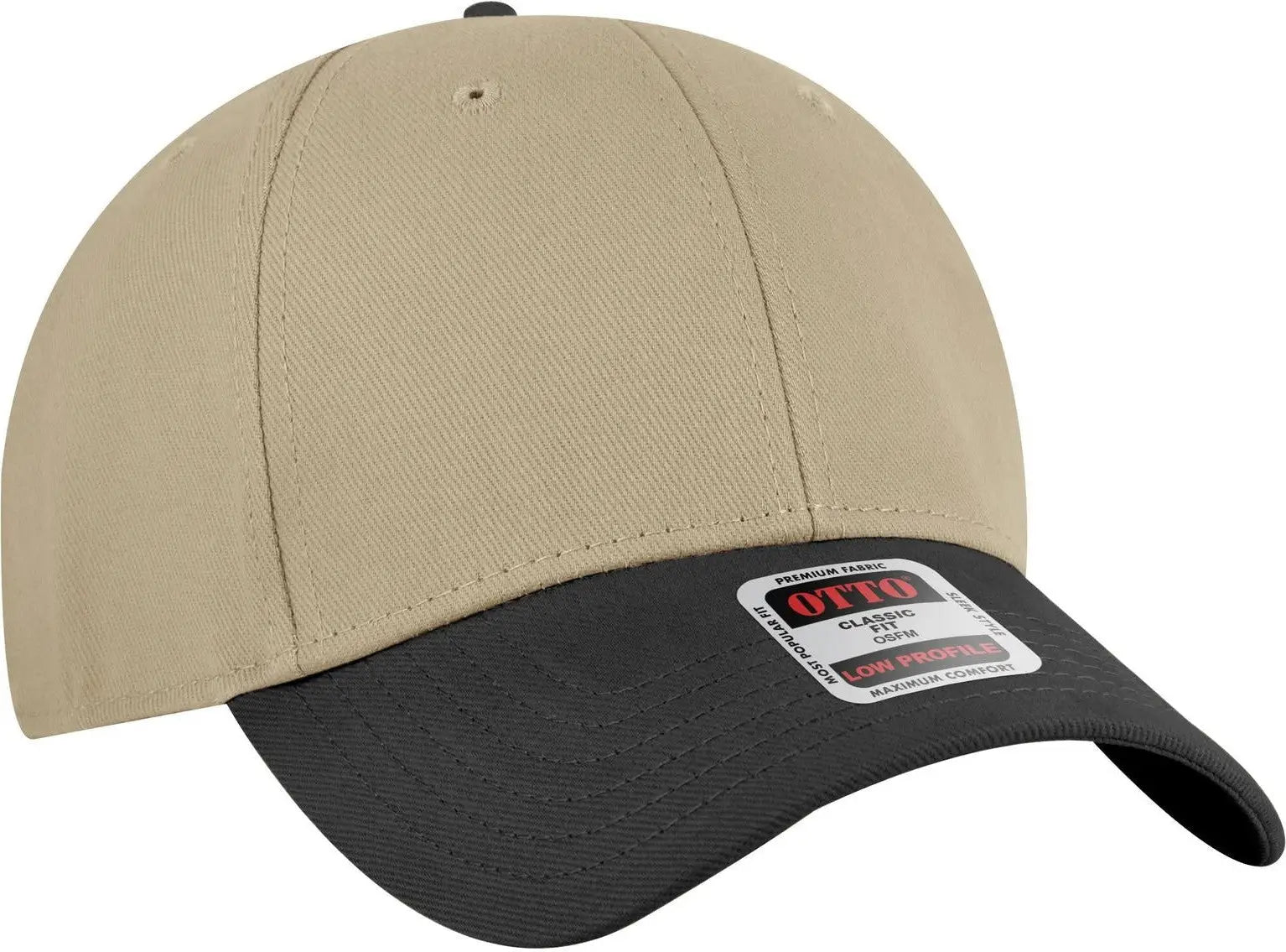 Otto 19-251 6 Panel Low Profile Baseball Cap - Blk/kha - 1/2’’ - 7 5/8’’