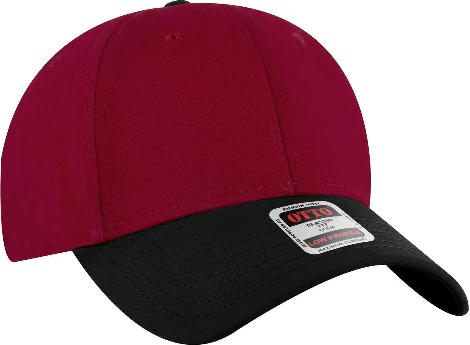 Otto 19-251 6 Panel Low Profile Baseball Cap - Blk/red - 1/2’’ - 7 5/8’’