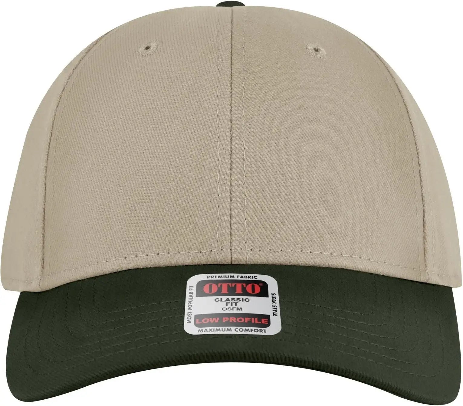 Otto 19-251 6 Panel Low Profile Baseball Cap - Dk.grn/kha - 1/2’’ - 7 5/8’’