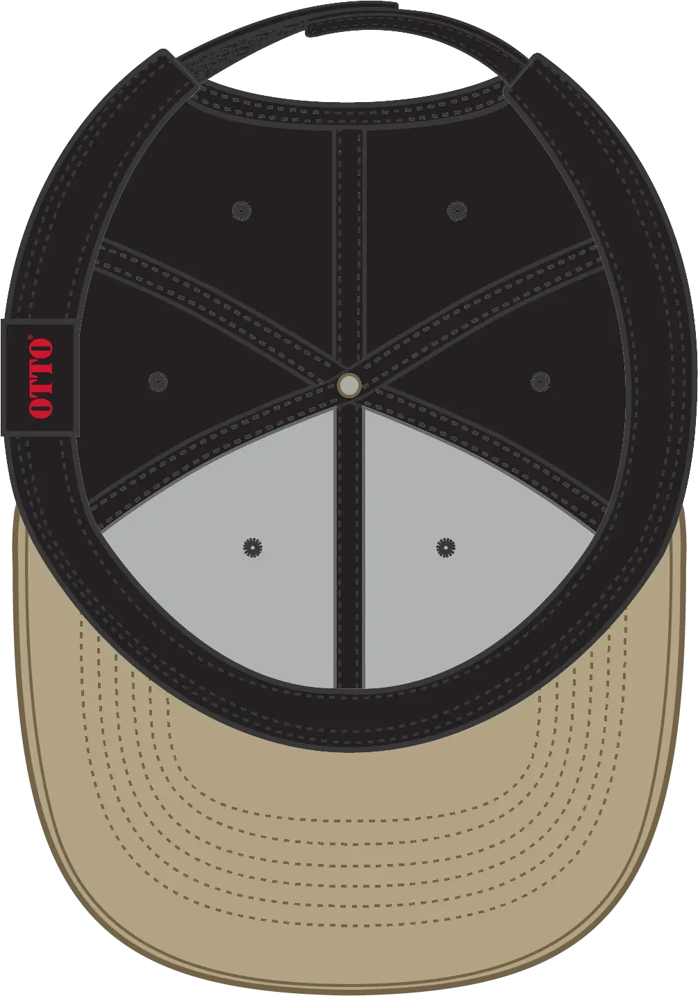 Otto 19-251 6 Panel Low Profile Baseball Cap - Kha/blk - 1/2’’ - 7 5/8’’