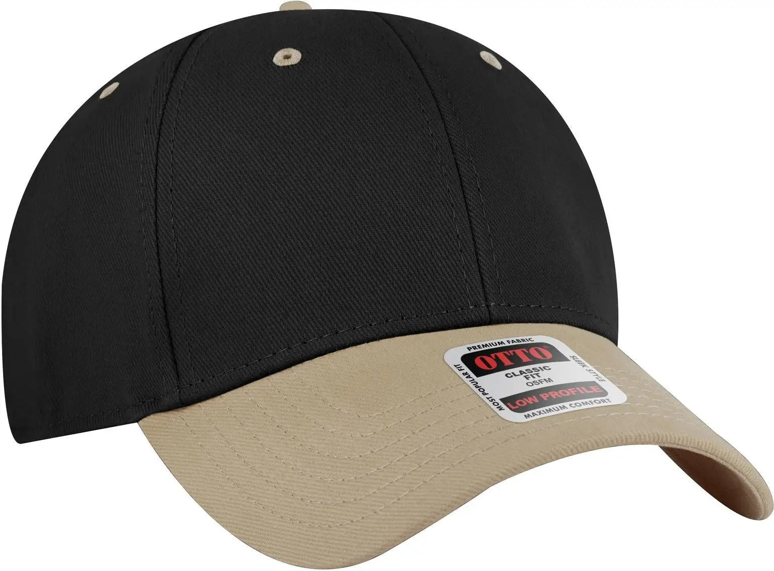 Otto 19-251 6 Panel Low Profile Baseball Cap - Kha/blk - 1/2’’ - 7 5/8’’