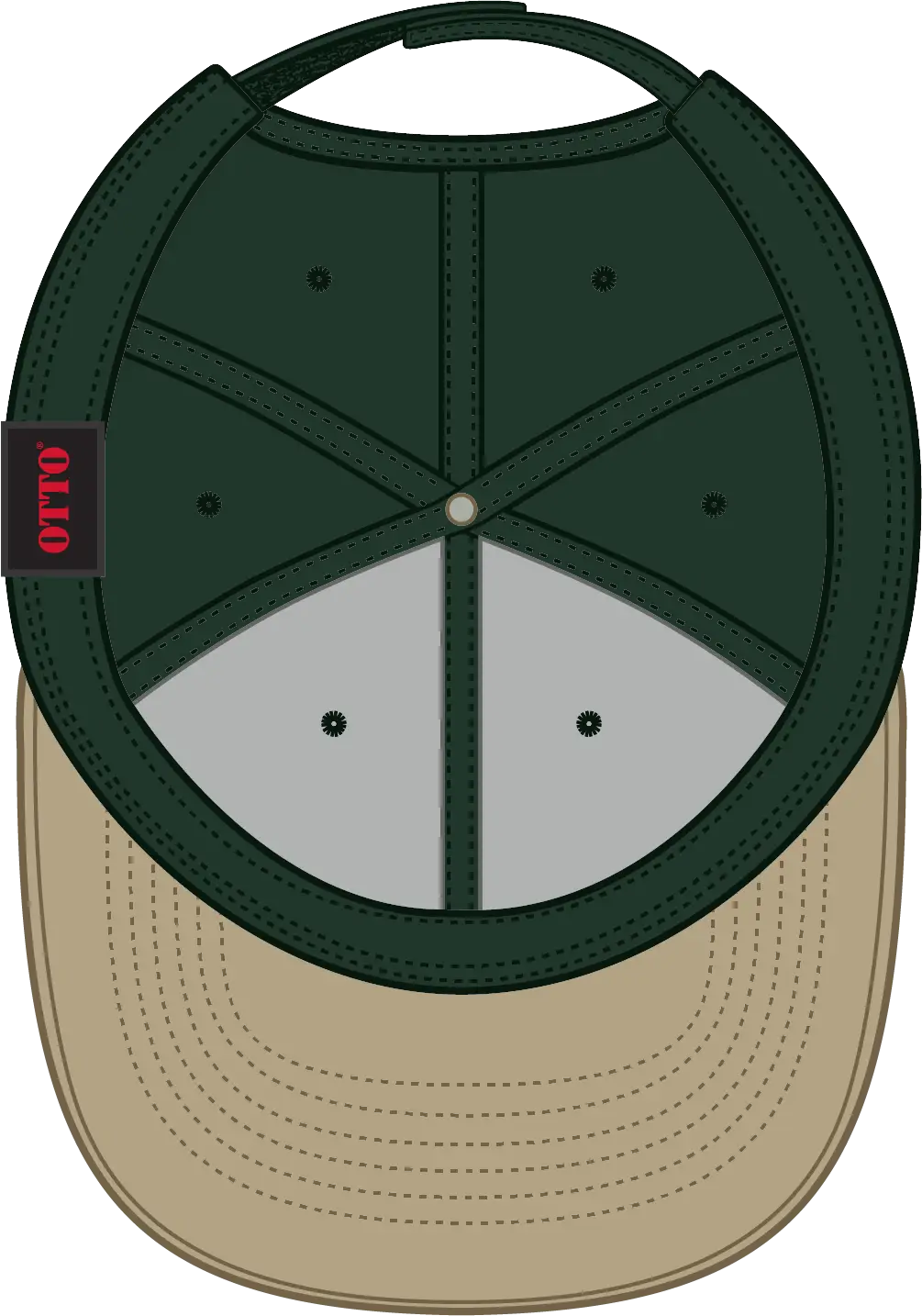 Otto 19-251 6 Panel Low Profile Baseball Cap - Kha/dk.grn - 1/2’’ - 7 5/8’’