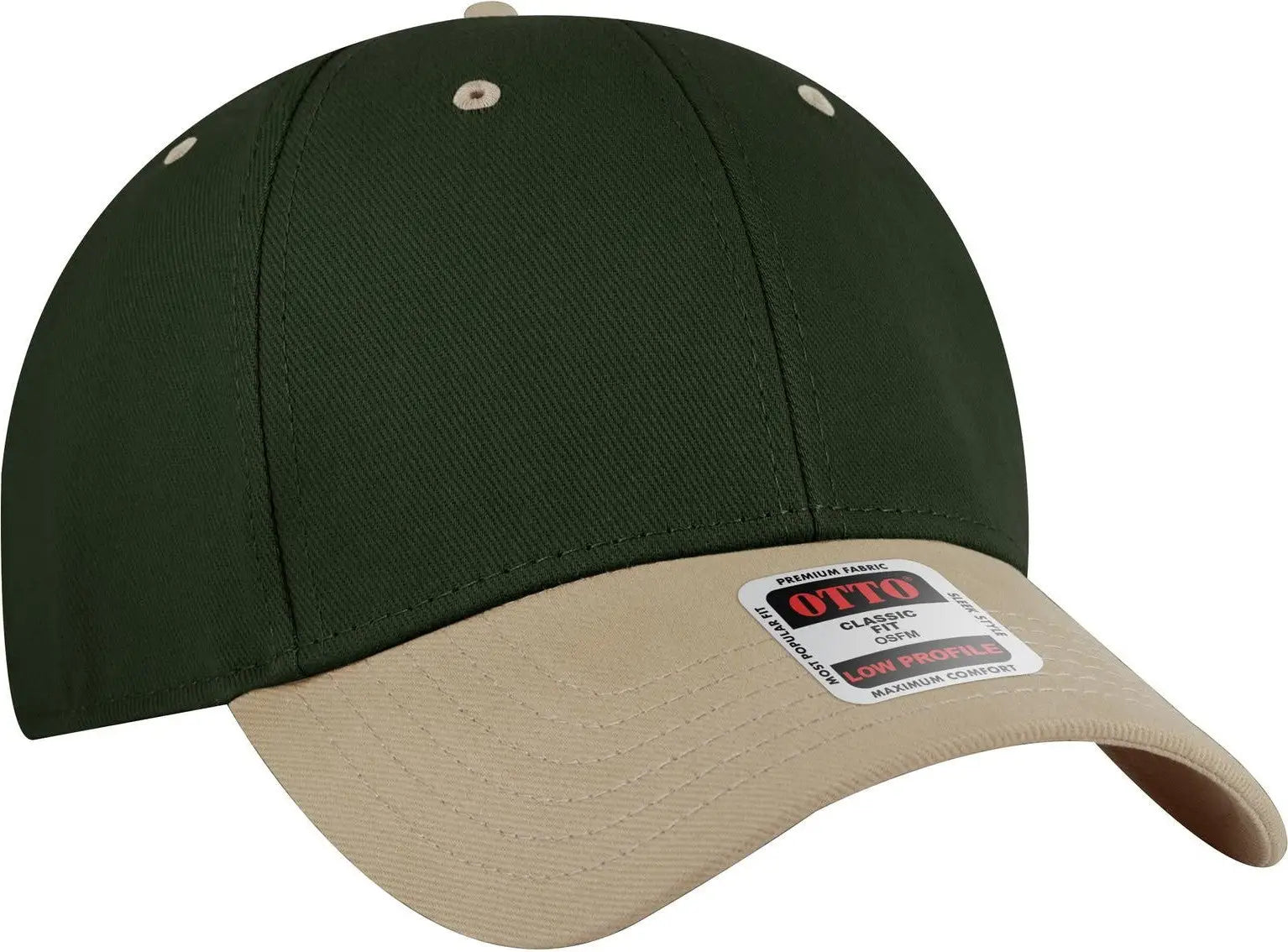 Otto 19-251 6 Panel Low Profile Baseball Cap - Kha/dk.grn - 1/2’’ - 7 5/8’’