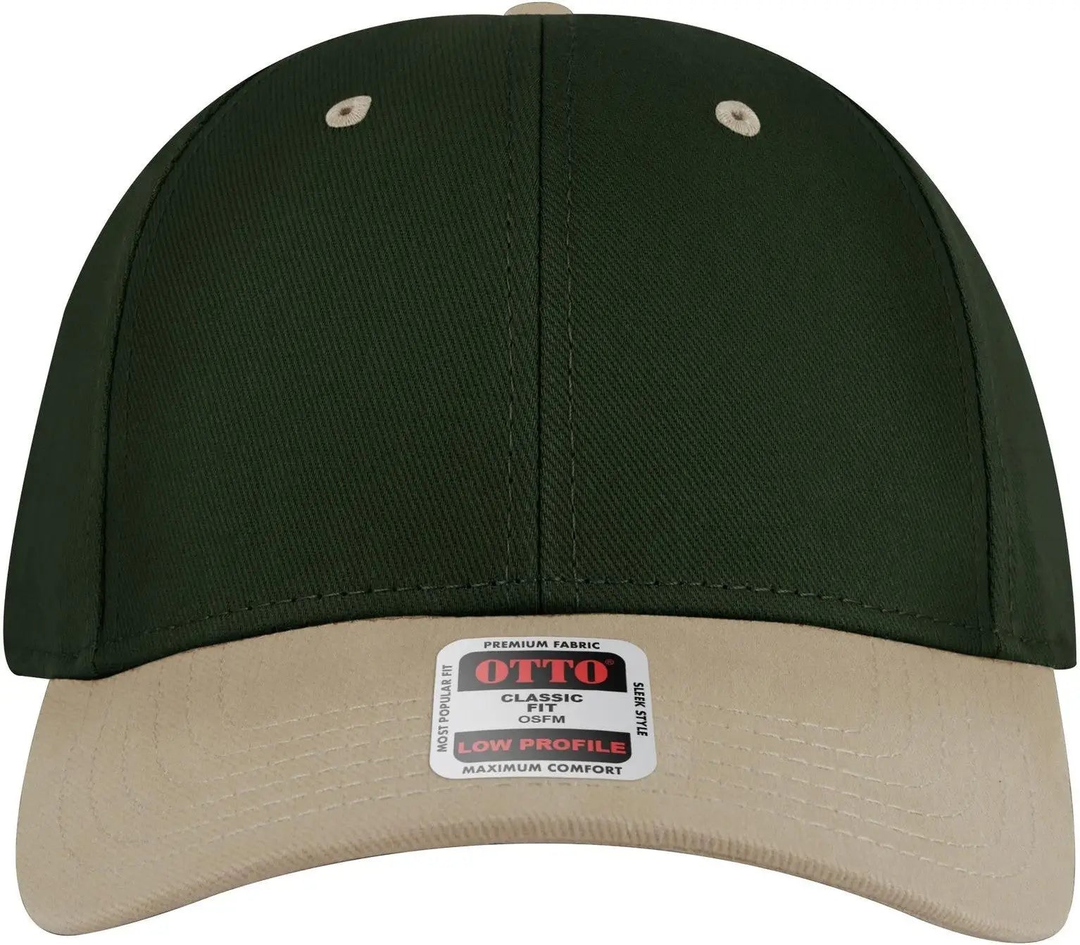 Otto 19-251 6 Panel Low Profile Baseball Cap - Kha/dk.grn - 1/2’’ - 7 5/8’’