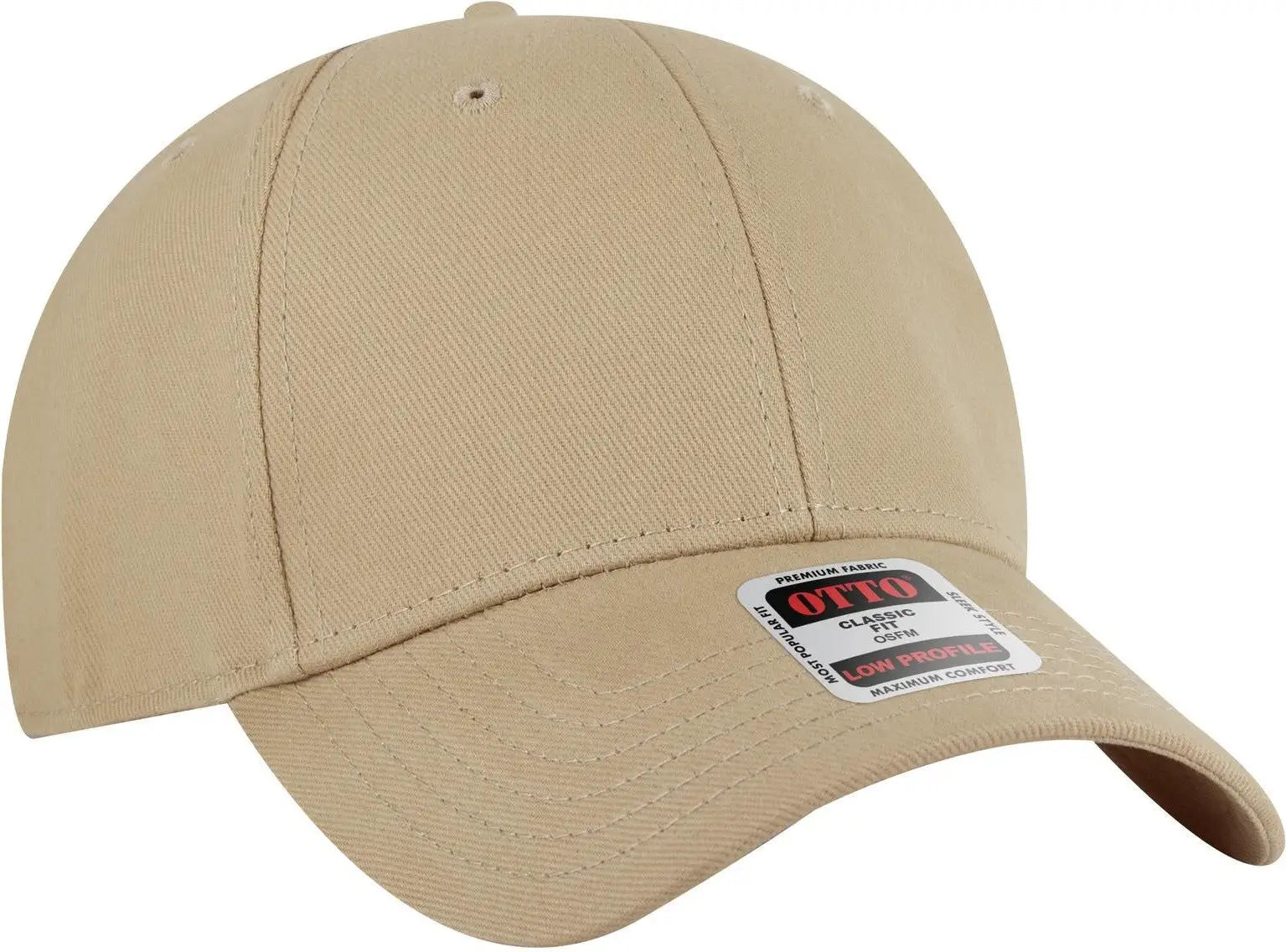 Otto 19-251 6 Panel Low Profile Baseball Cap - Khaki - 1/2’’ - 7 5/8’’