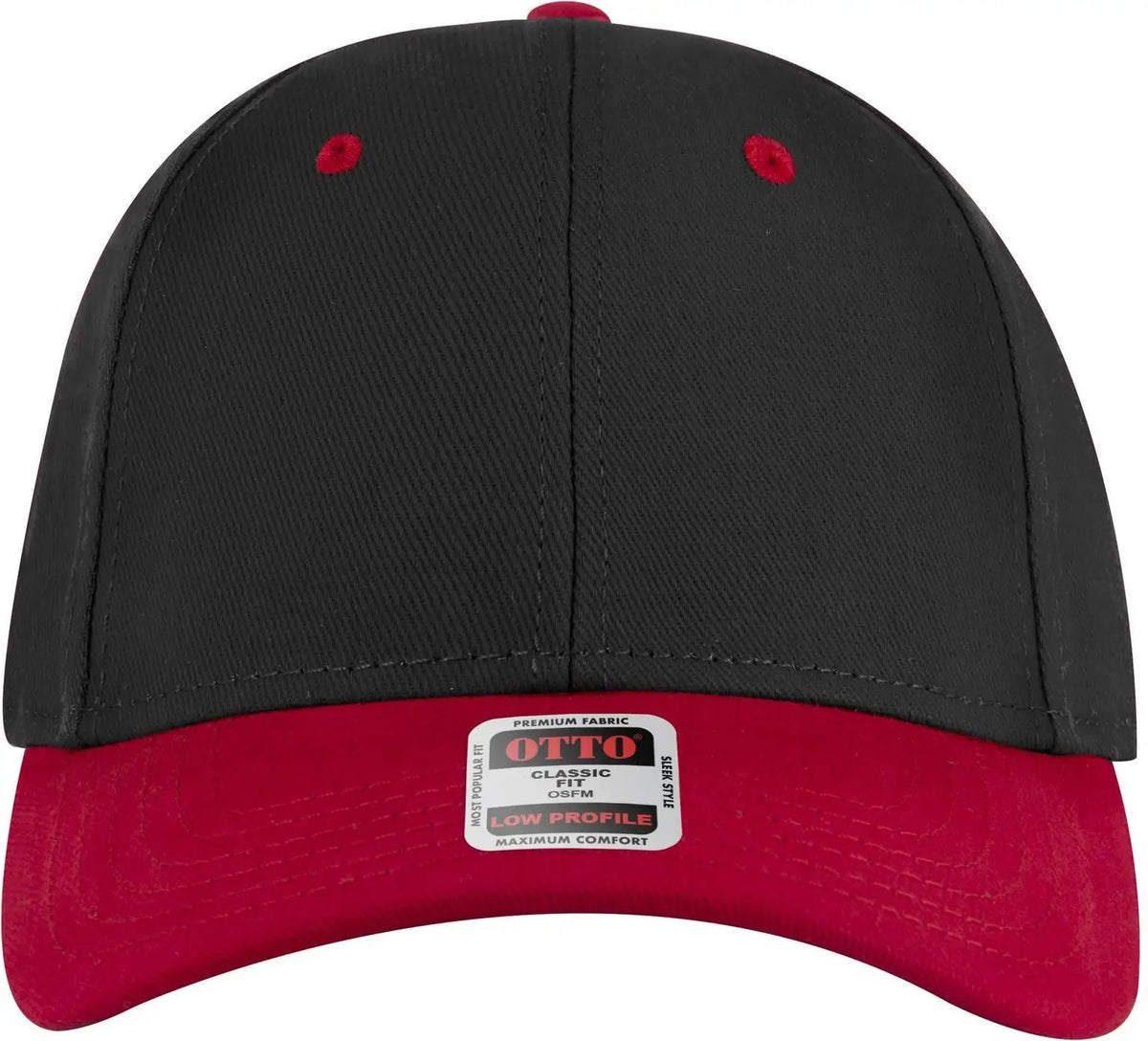 Otto 19-251 6 Panel Low Profile Baseball Cap - Red/blk - 1/2’’ - 7 5/8’’