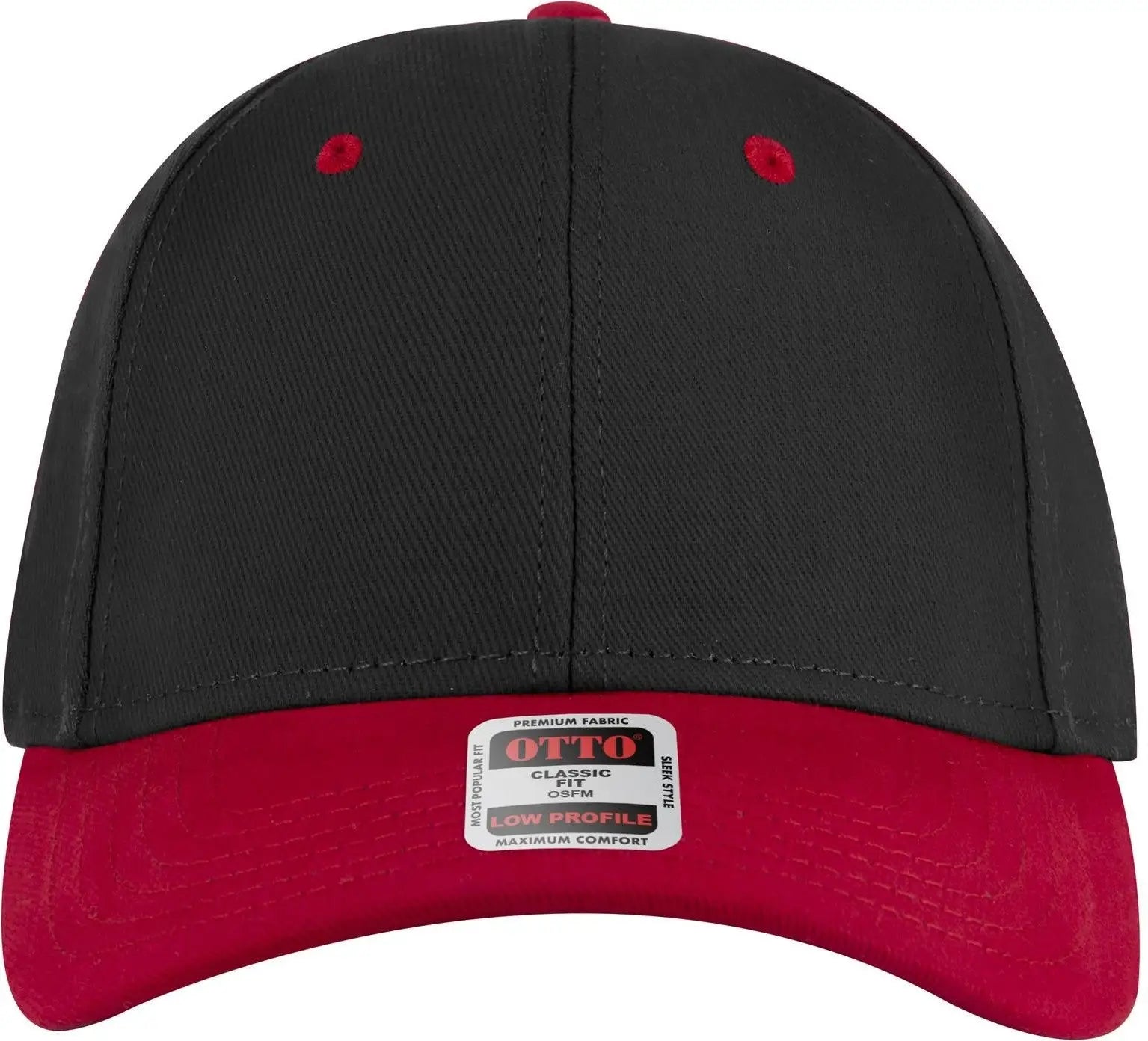 Otto 19-251 6 Panel Low Profile Baseball Cap - Red/blk - 1/2’’ - 7 5/8’’