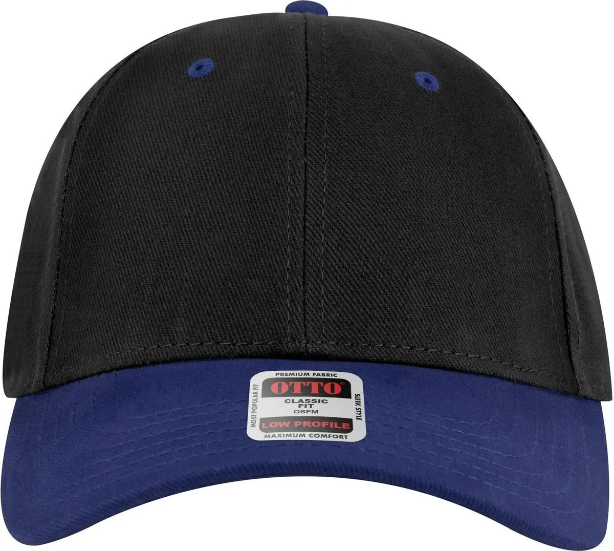 Otto 19-251 6 Panel Low Profile Baseball Cap - Royal/black - 1/2’’ - 7 5/8’’